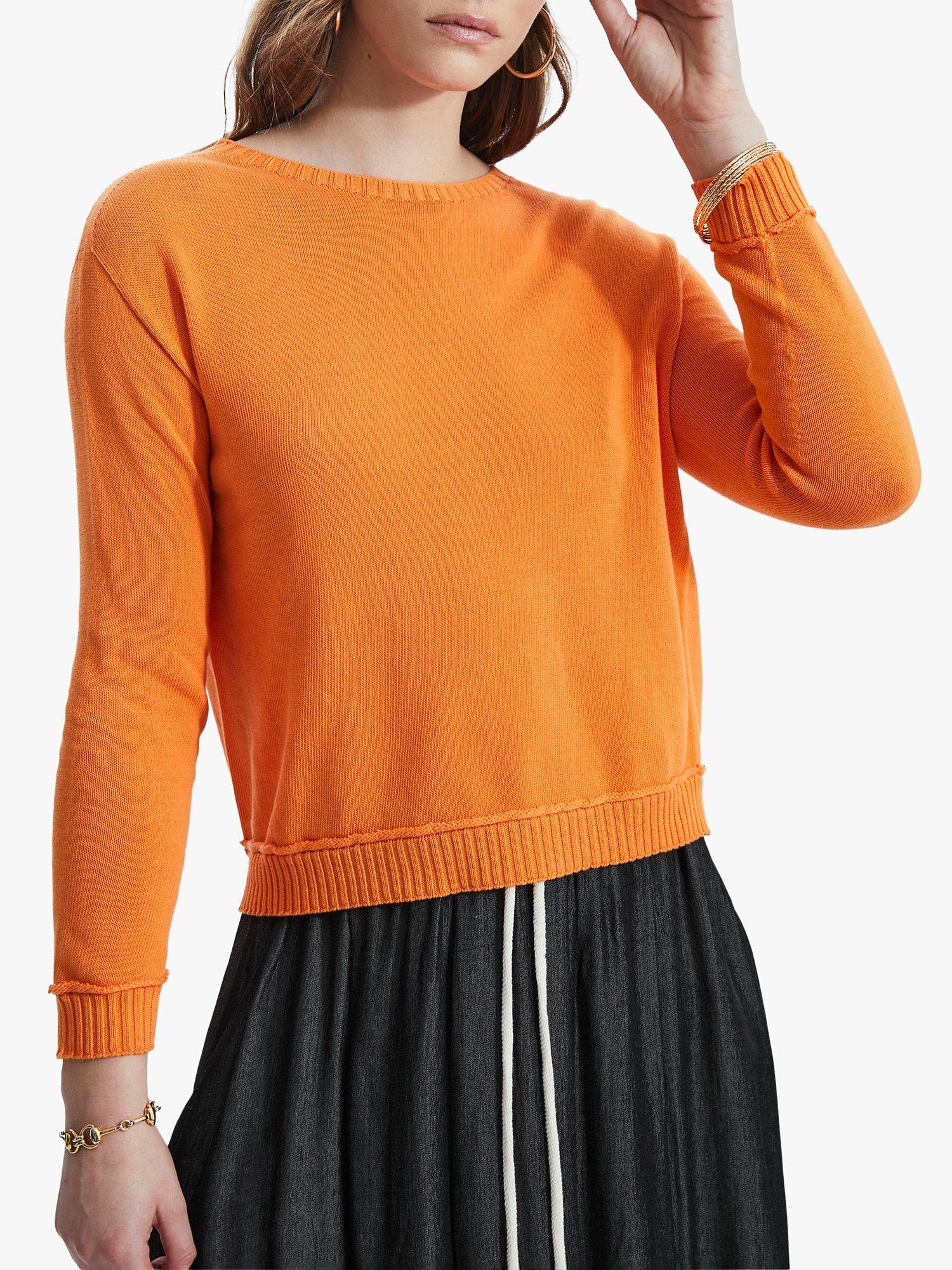 Product image 3 of 5, which shows James Lakeland Scoop Neck Piped Edge Knit Jumper, Orange, 8