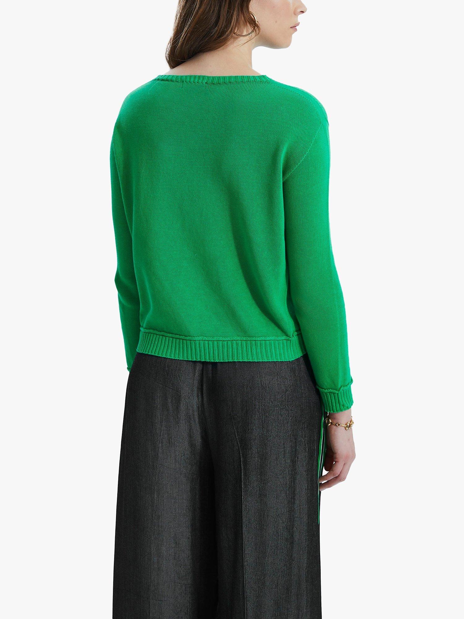 Product image 2 of 5, which shows James Lakeland Scoop Neck Piped Edge Knit Jumper, Green, 8