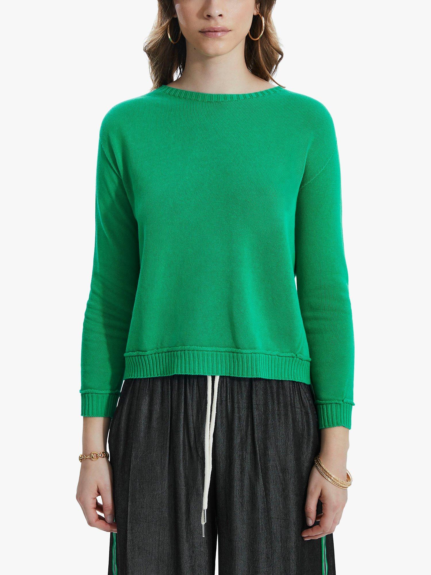 Product image 4 of 5, which shows James Lakeland Scoop Neck Piped Edge Knit Jumper, Green, 8