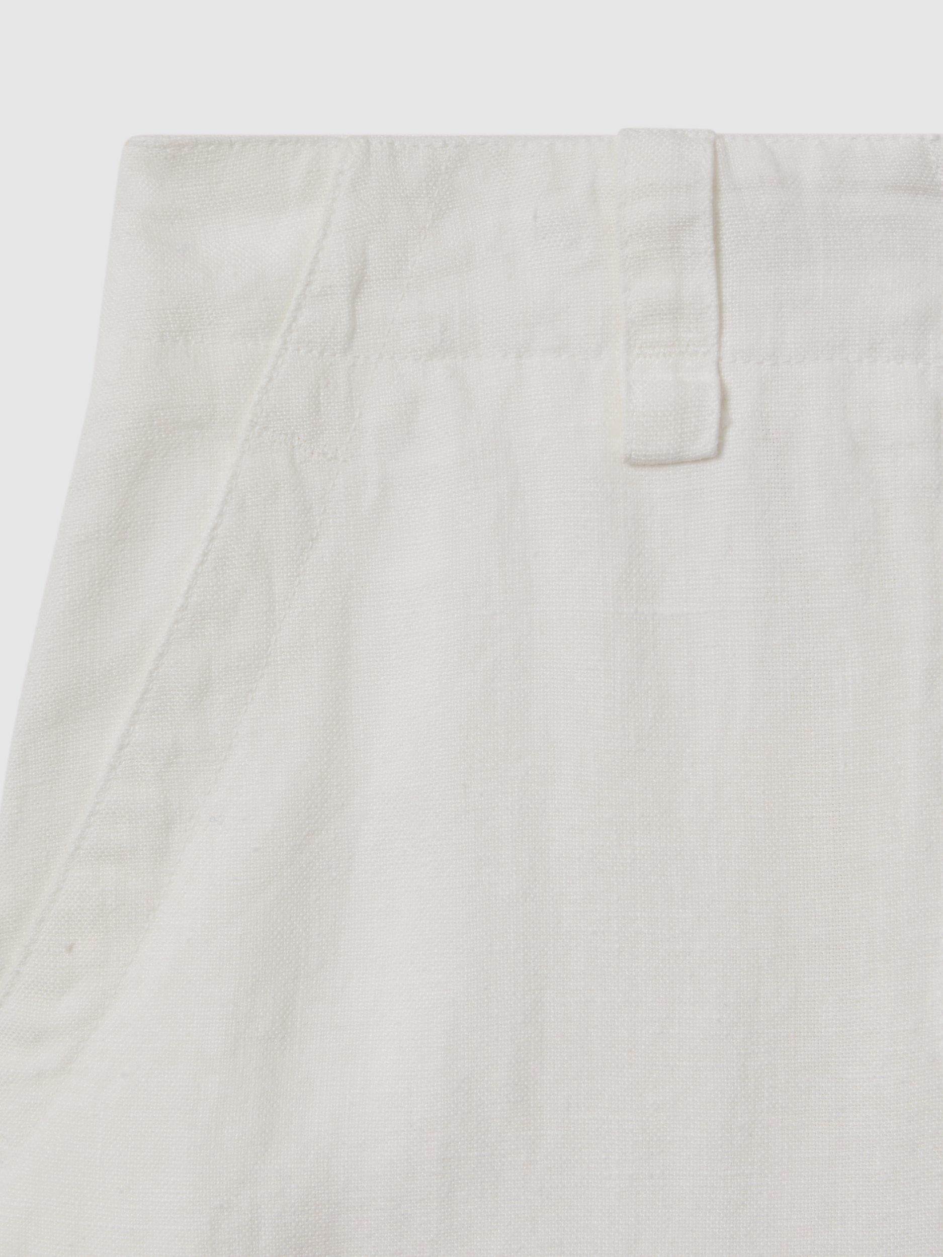 Product image 4 of 5, which shows Reiss Demi Garment Dye Linen Wide Leg Trousers, White, 4R
