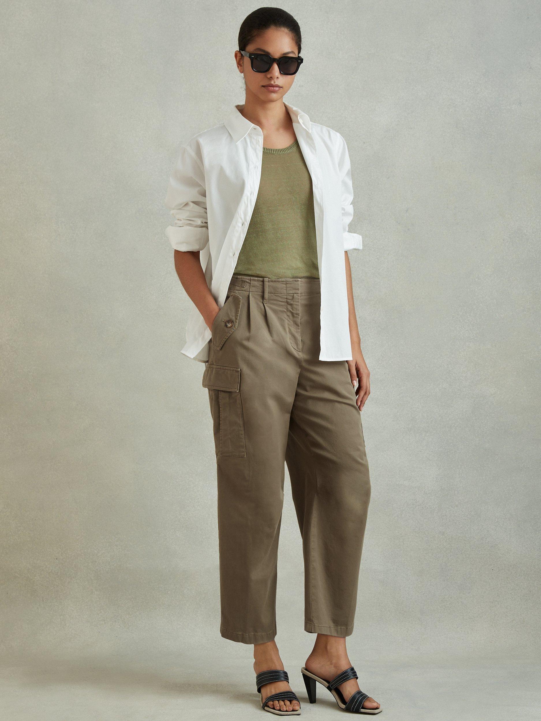 Reiss Indie Tapered Combat Trousers, Khaki
