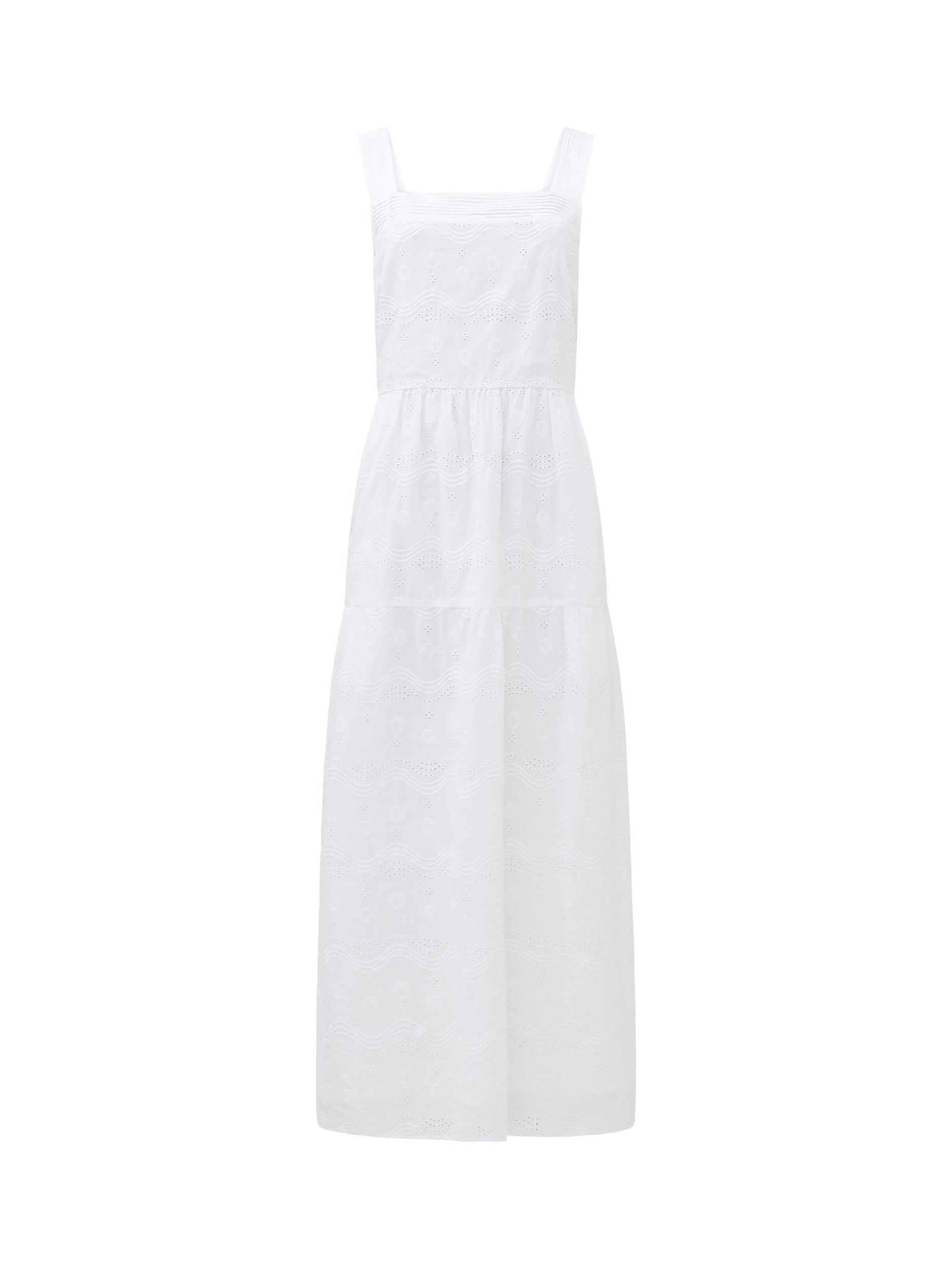 Product image 3 of 3, which shows Great Plains Crete Embroidery Strappy Midi Dress, Bright White, 8
