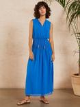 Great Plains Island Georgette V Neck Maxi Dress, Santorini Blue