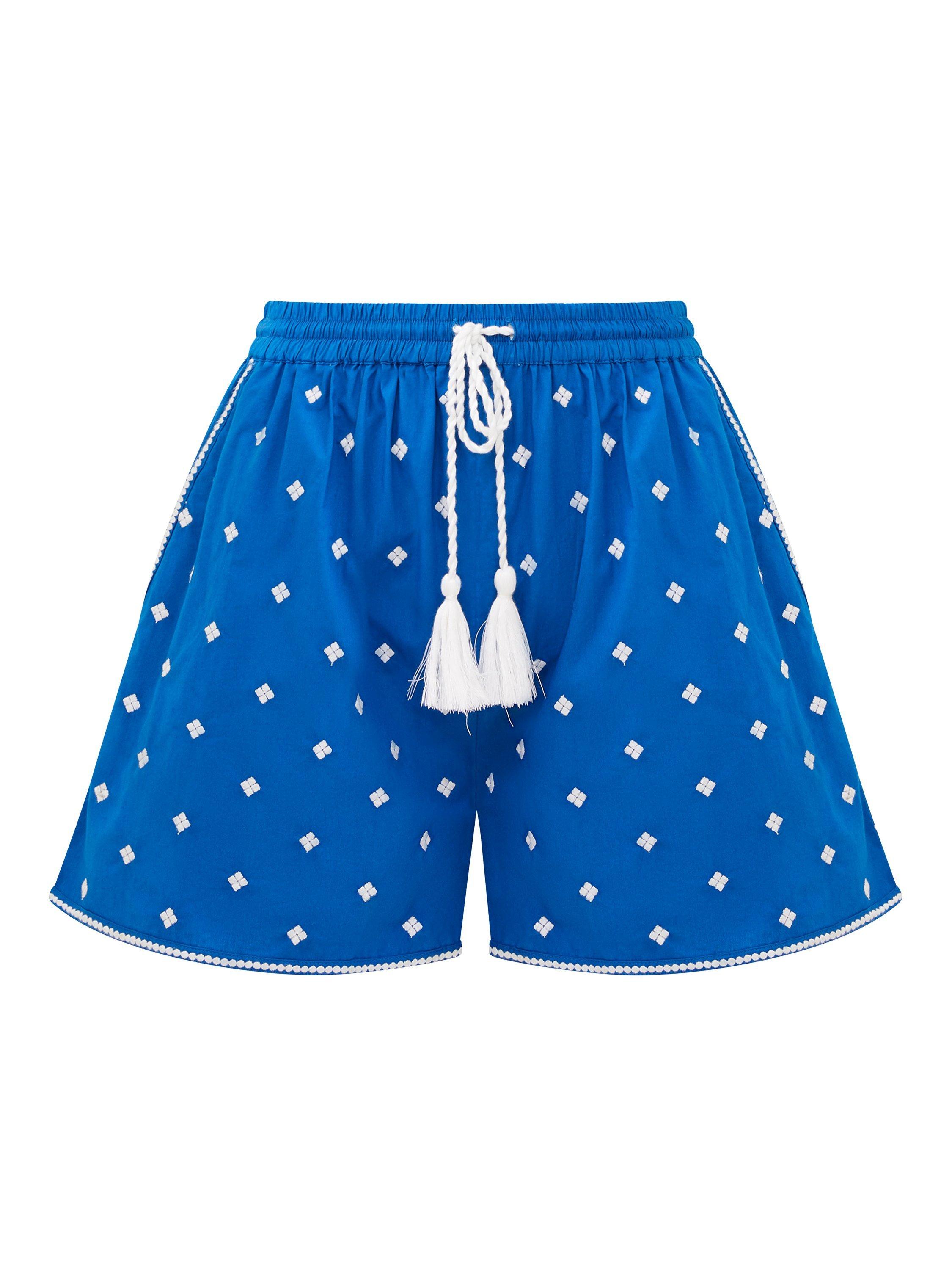 Great Plains Athens Embroidered Shorts, Blue Bright/White