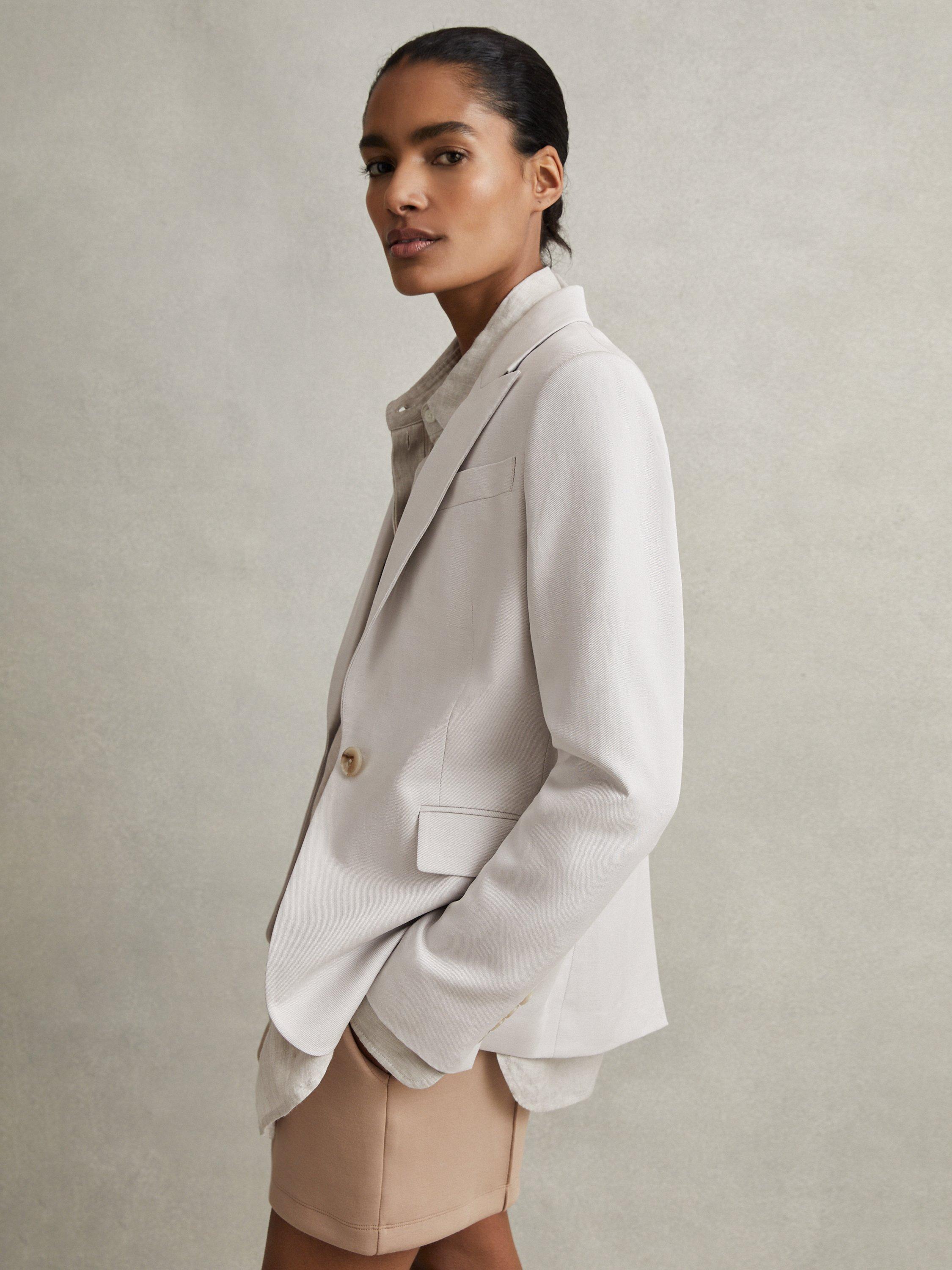 Reiss Farrah Linen Blend Suit Blazer, Light Grey
