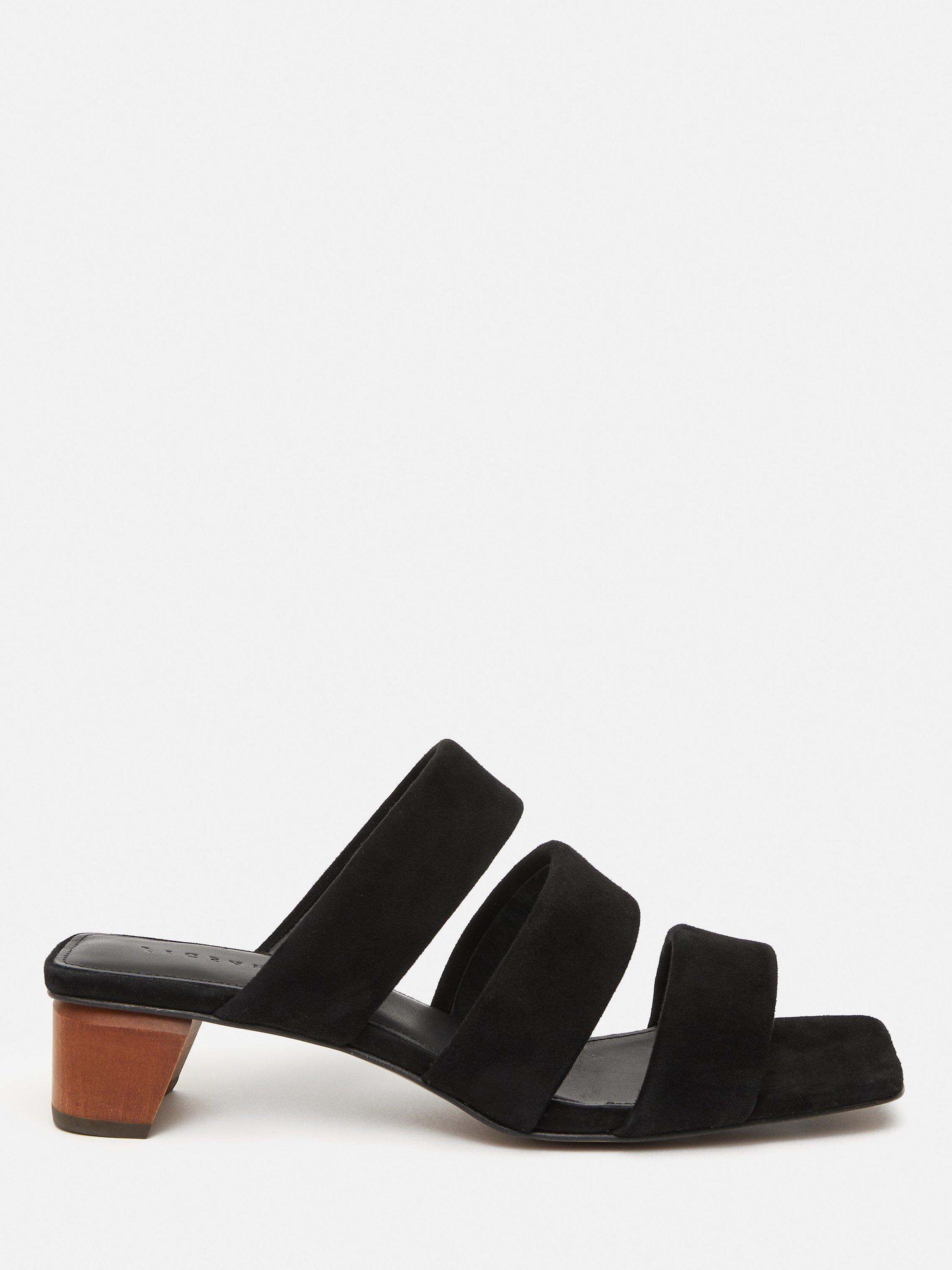 Jigsaw Henley Wooden Heel Suede Mules, Black