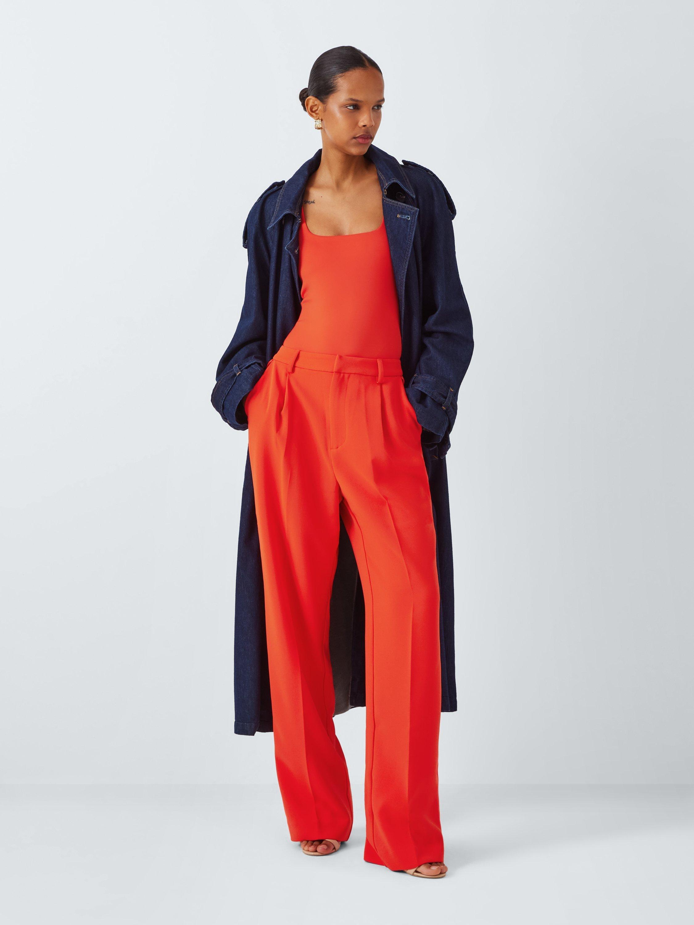 Product image 3 of 7, which shows Good American Luxe Column Suit Trousers, Red, 24