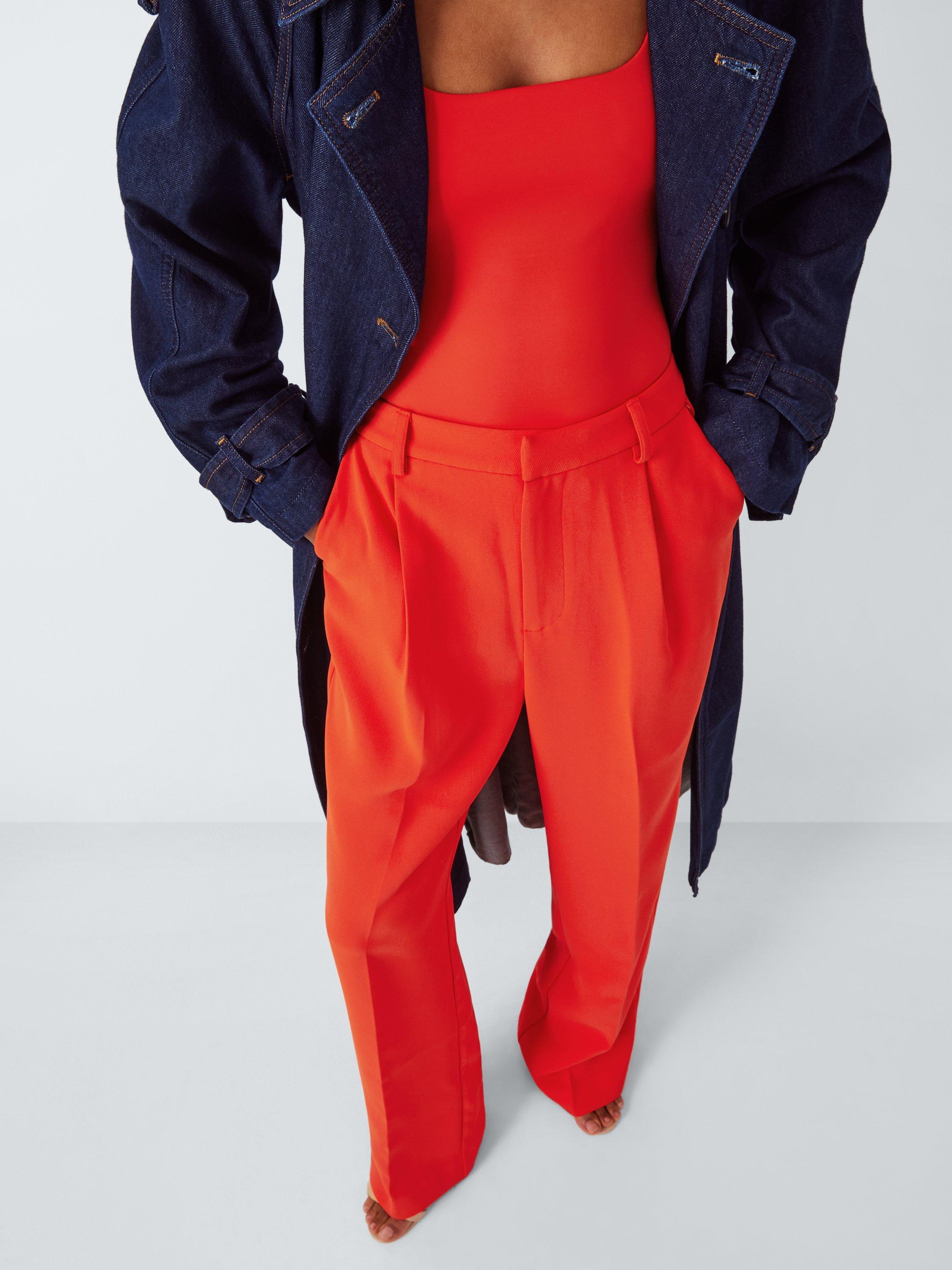 Product image 7 of 7, which shows Good American Luxe Column Suit Trousers, Red, 24