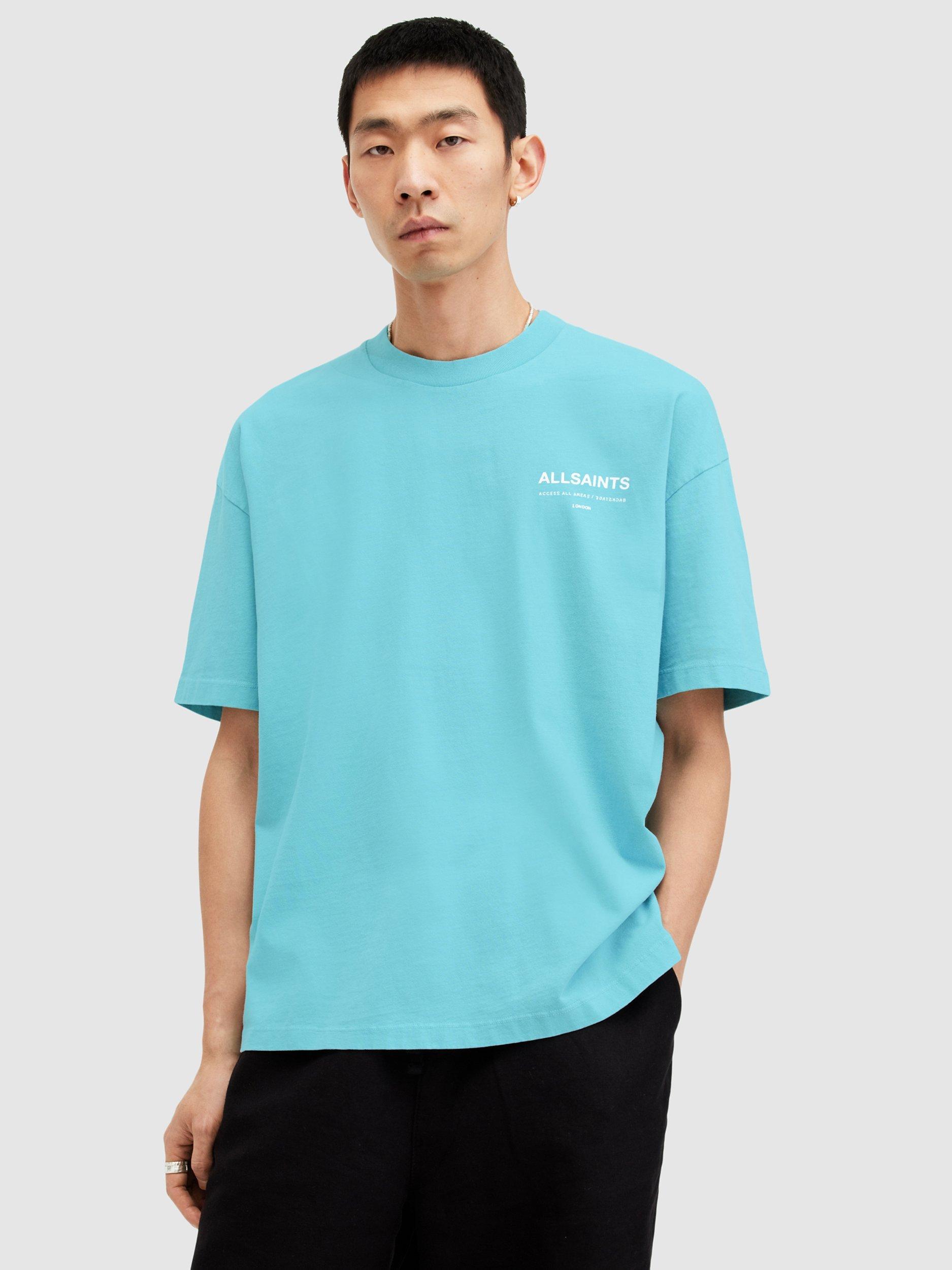 AllSaints Access Organic Cotton Oversized T-Shirt, Costello Blue