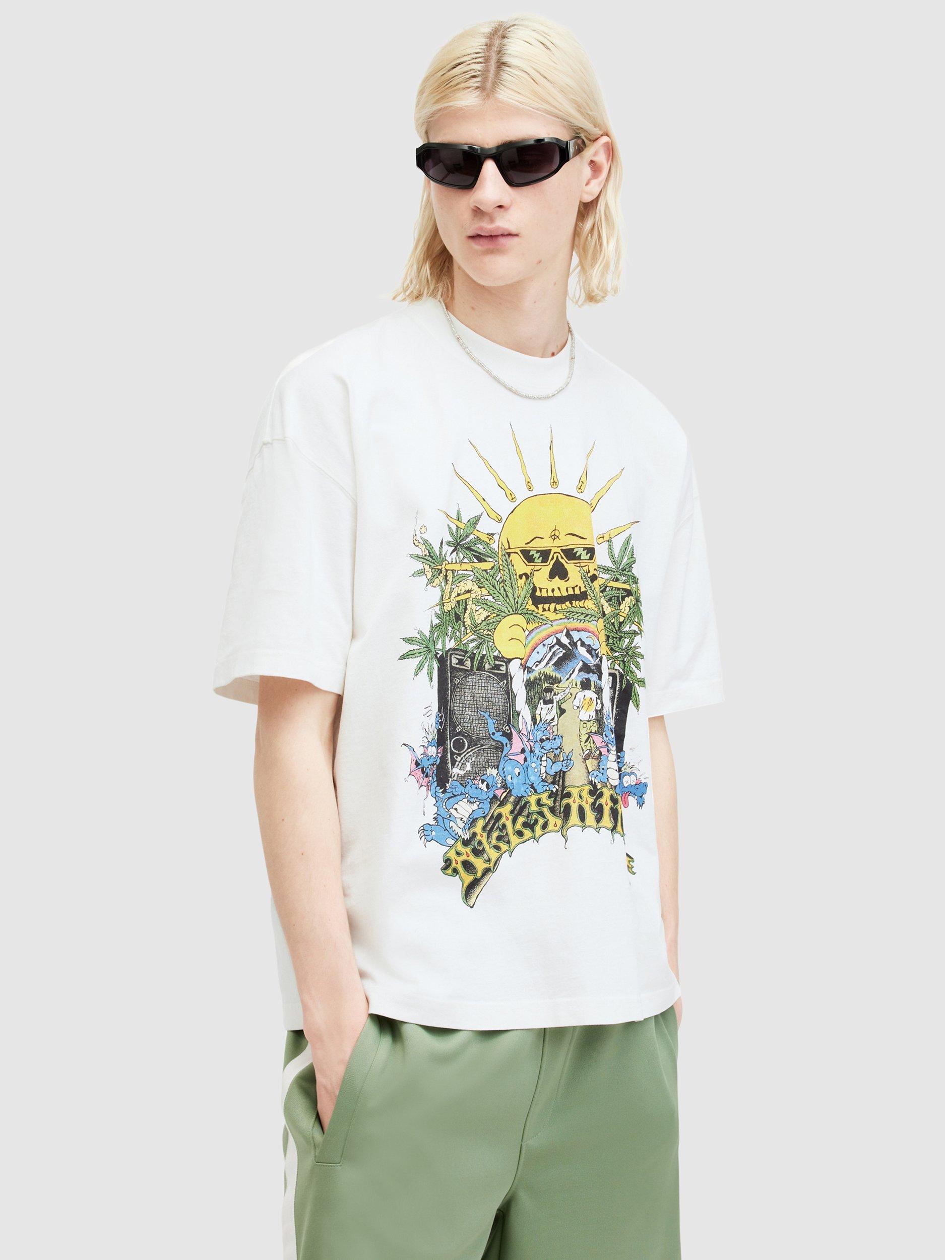 AllSaints Fest Oversized Graphic T-Shirt, Chalk White