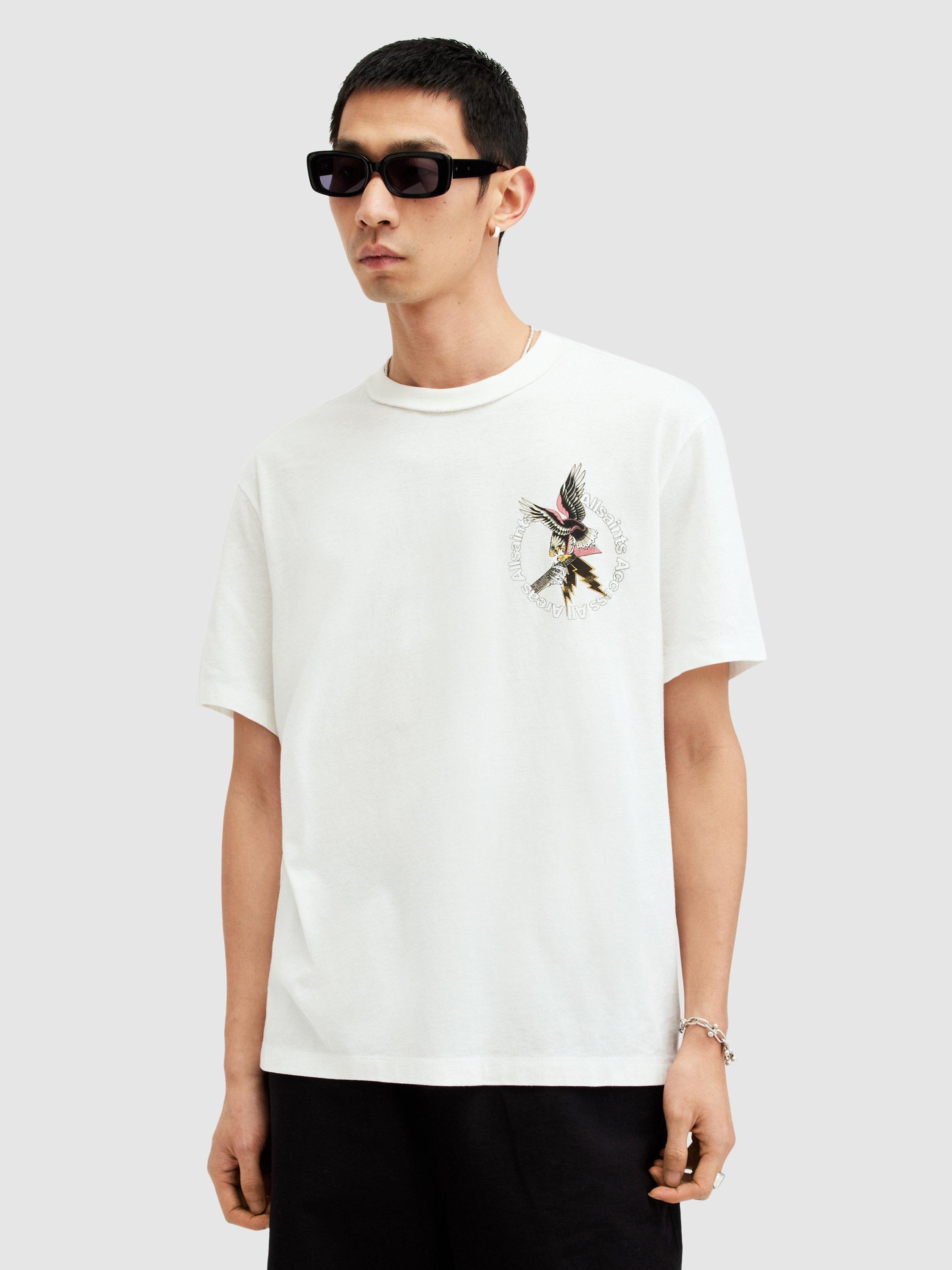 AllSaints Fret Short Sleeve Crew T-Shirt, Chalk White