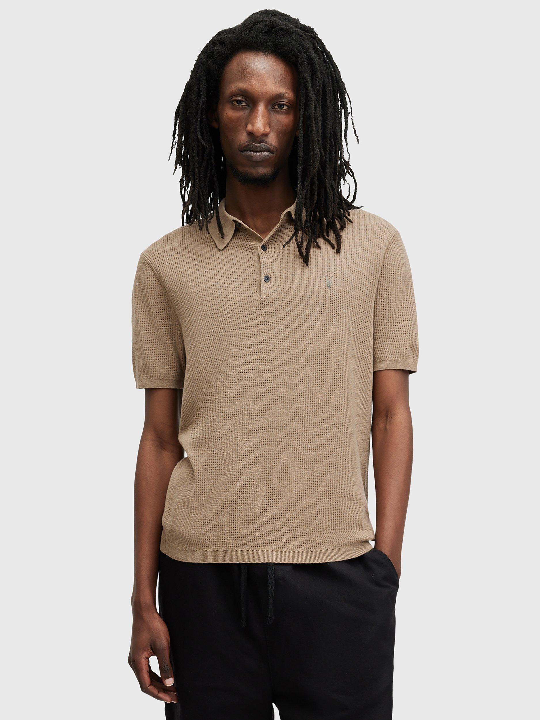 AllSaints Aubrey Organic Cotton Knit Polo Shirt
