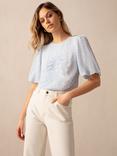 Ro&Zo Squiggle Print Ruched Front Top, Blue