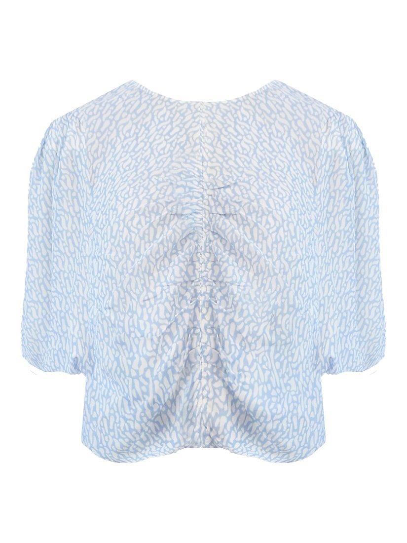 Product image 5 of 5, which shows Ro&Zo Squiggle Print Ruched Front Top, Blue, 6