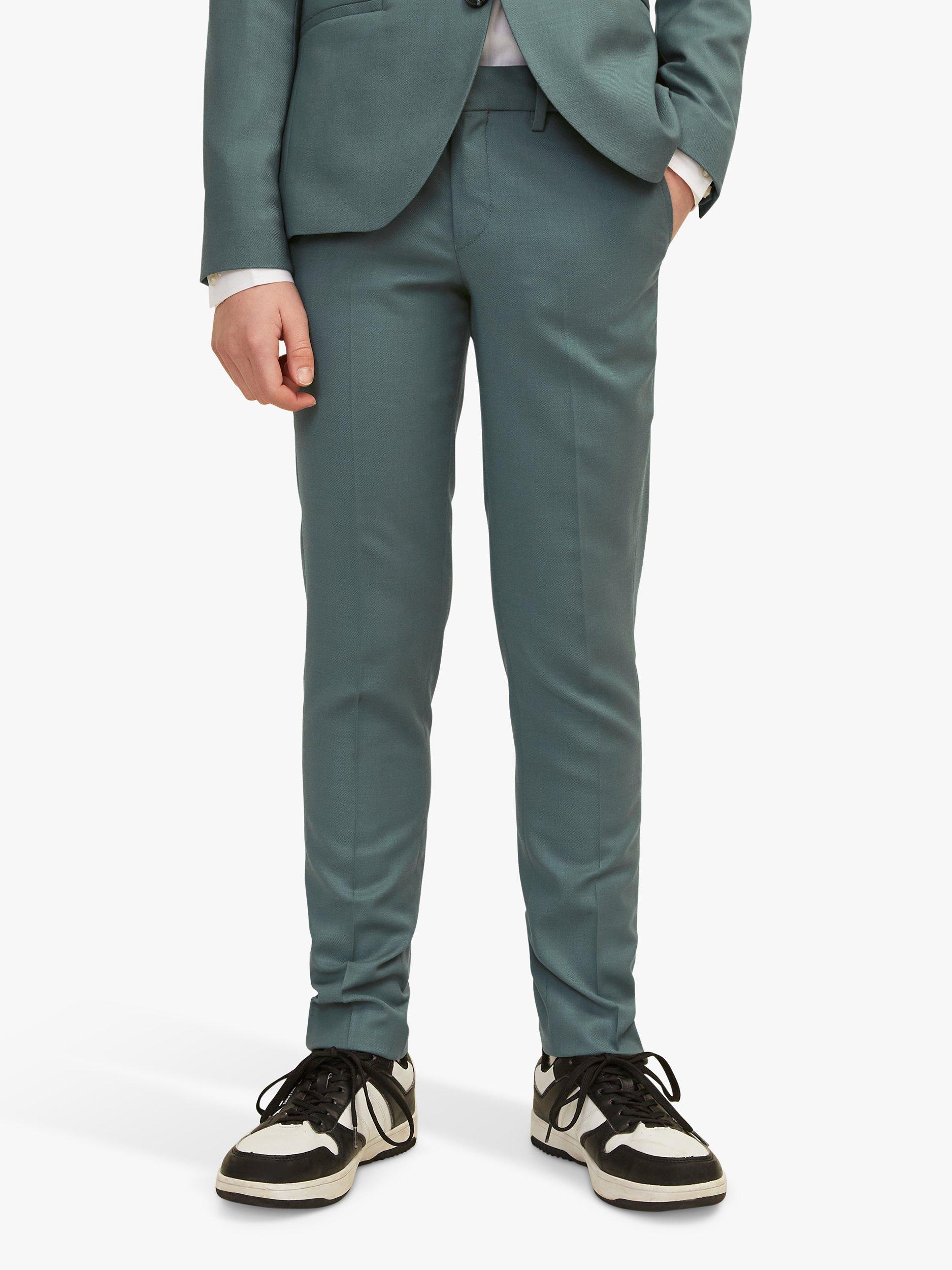 Product image 2 of 8, which shows Jack & Jones Kids' Solaris Wool Blend Suit Trousers, Balsam Green, 8 years