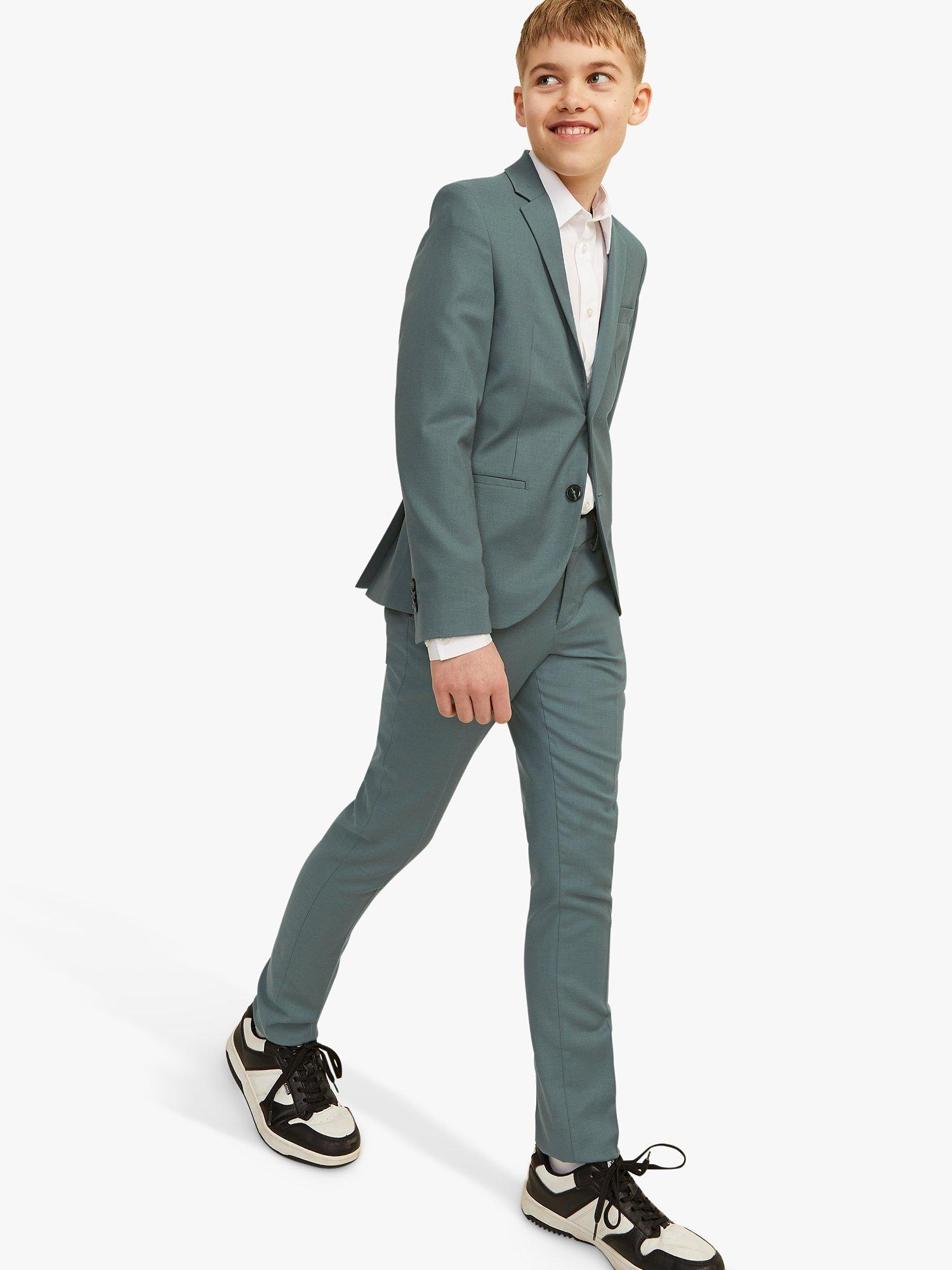 Product image 3 of 8, which shows Jack & Jones Kids' Solaris Wool Blend Suit Trousers, Balsam Green, 8 years