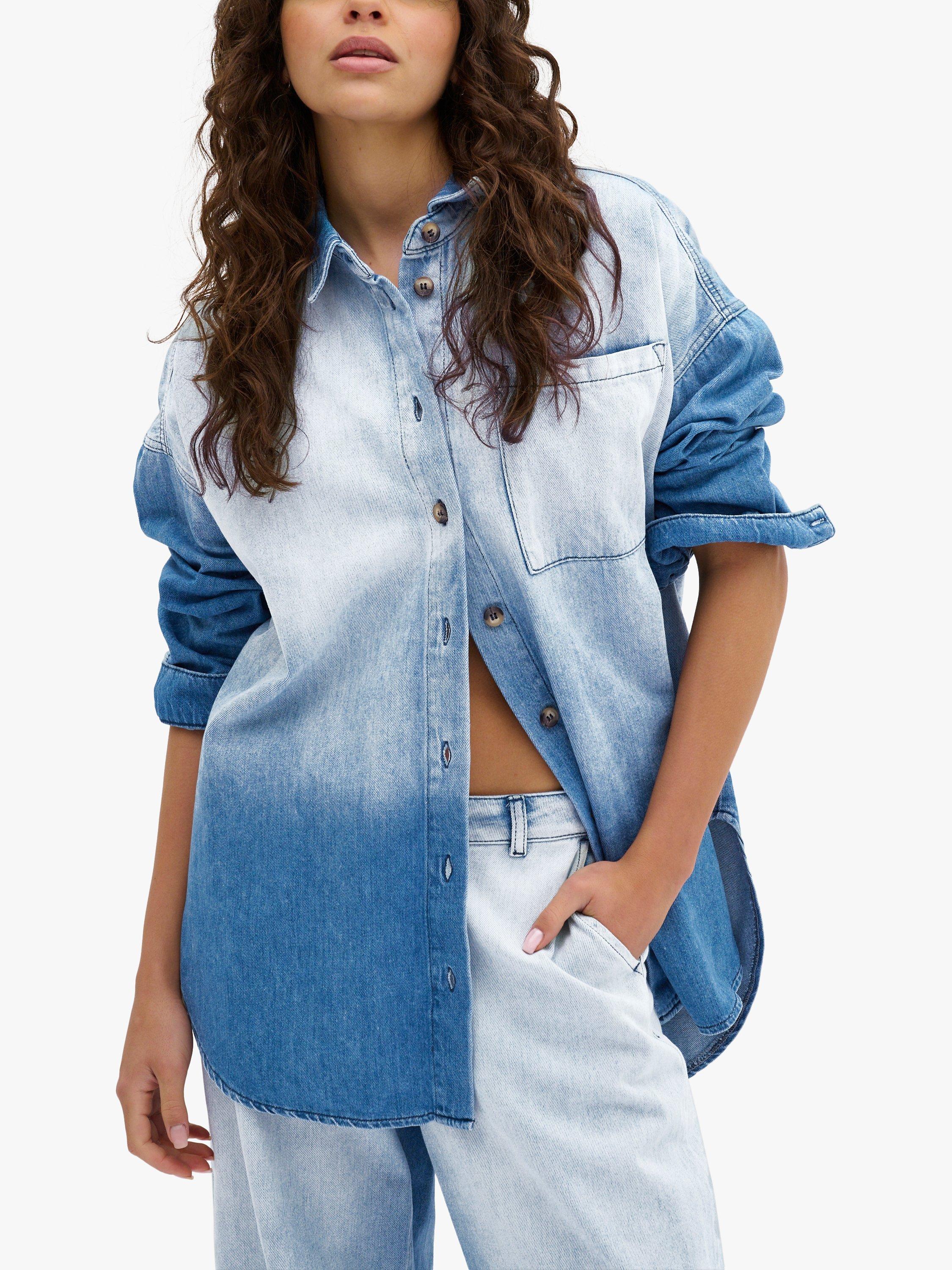 MY ESSENTIAL WARDROBE Malo Relaxed Fit Dip Dye Denim Shirt, Blue