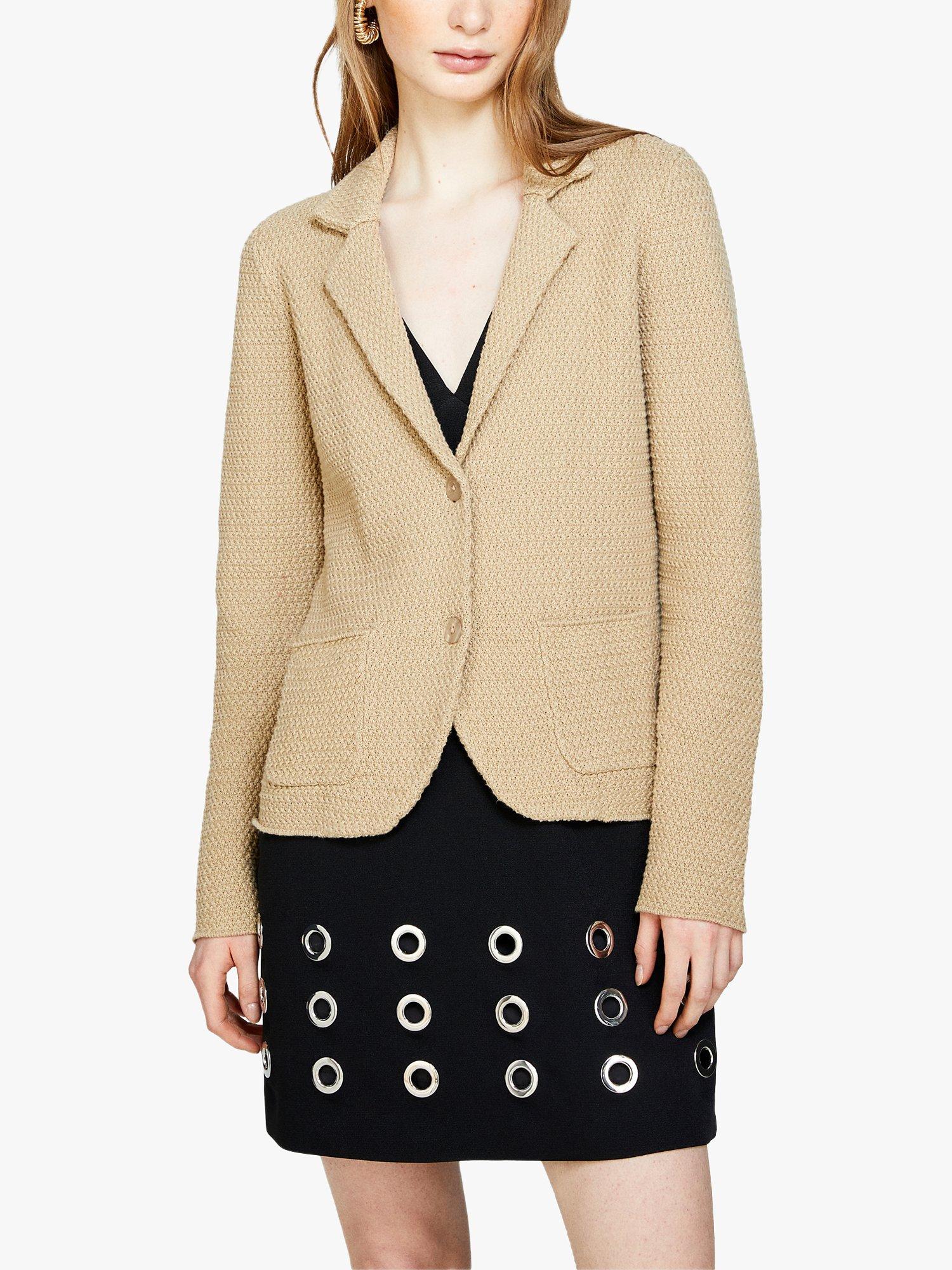 SISLEY Knitted Cotton Blazer, Beige