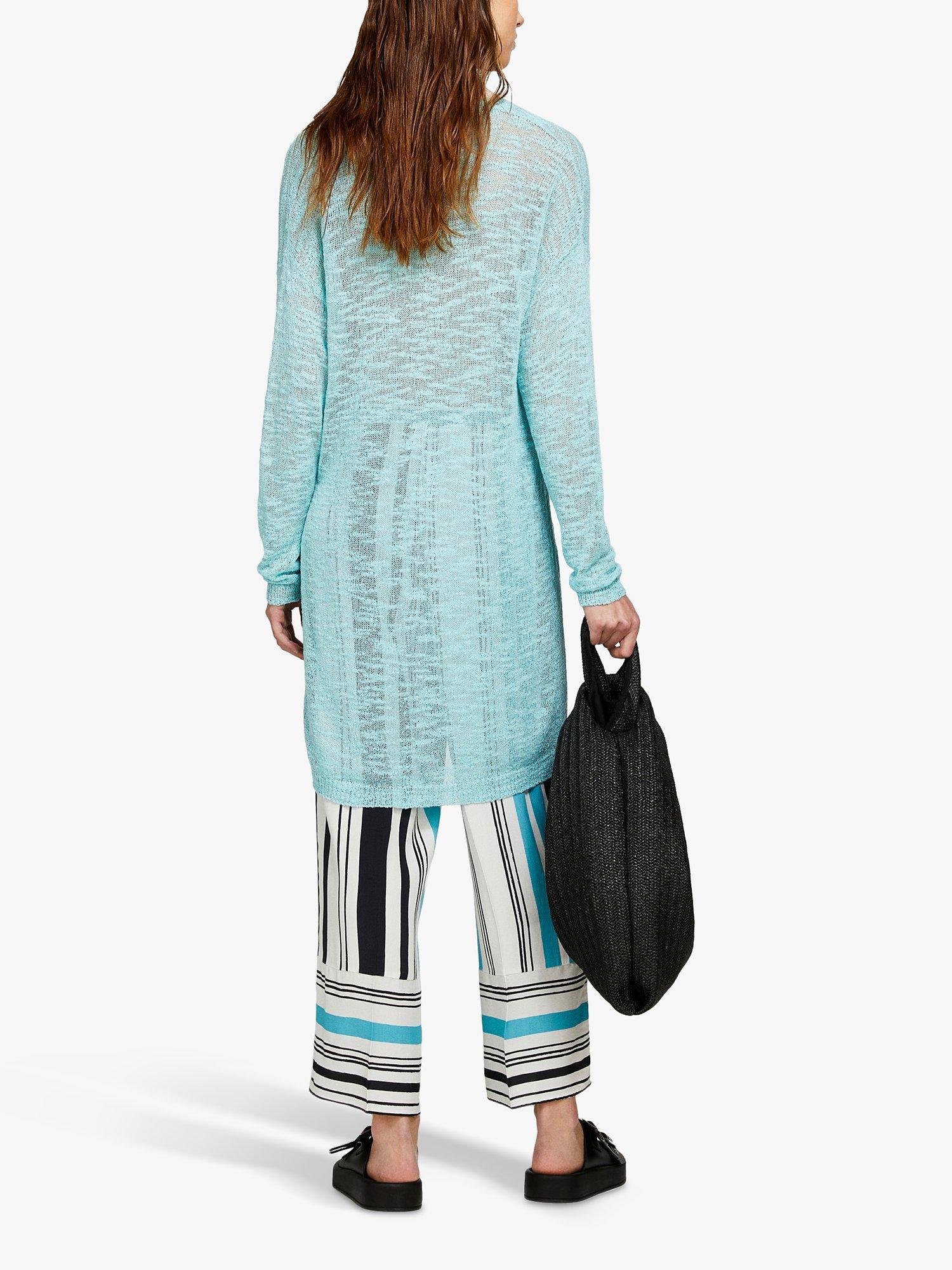SISLEY Crepe Yarn Long Cardigan, Blue, XS