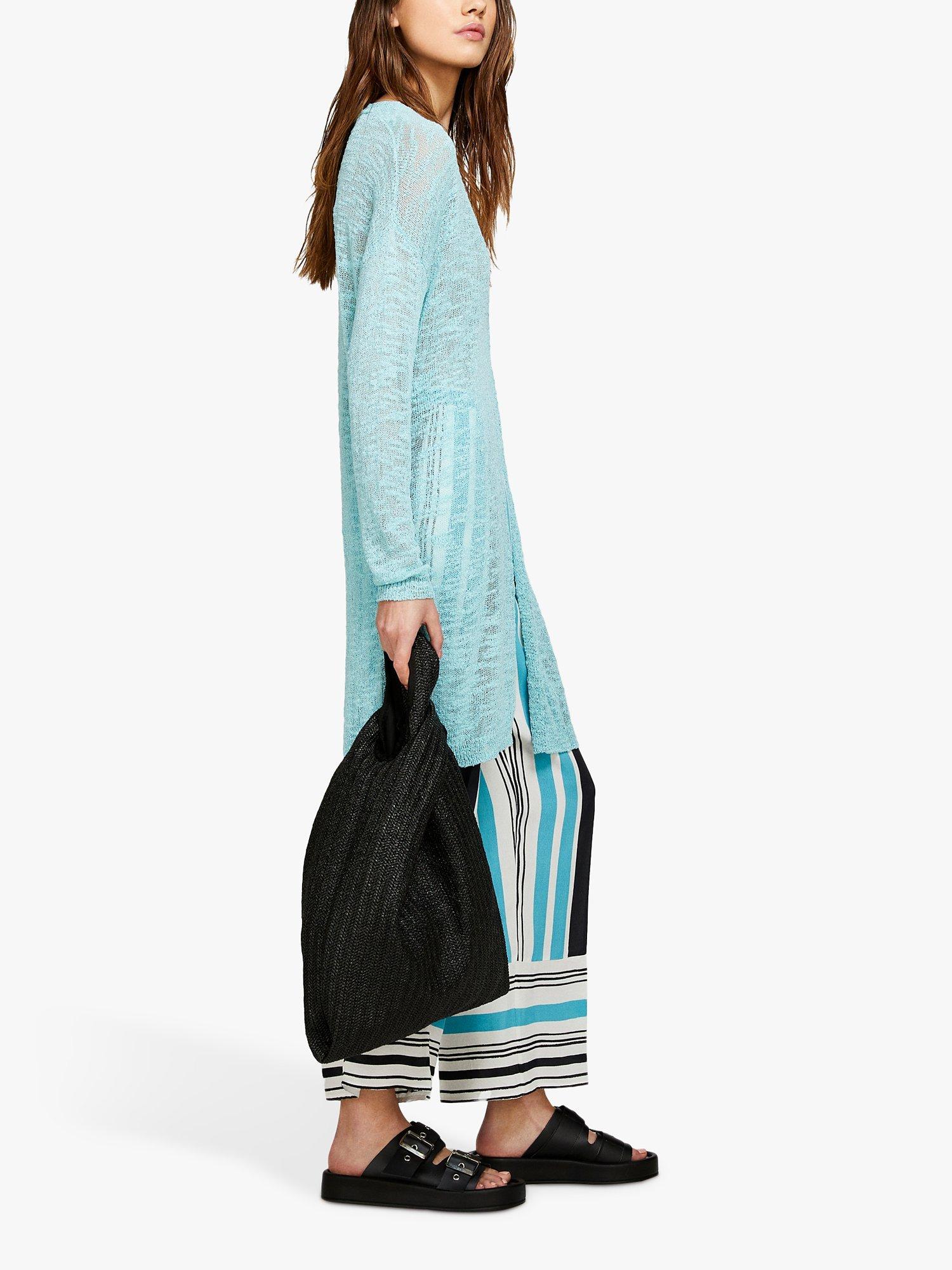 SISLEY Crepe Yarn Long Cardigan, Blue, XS