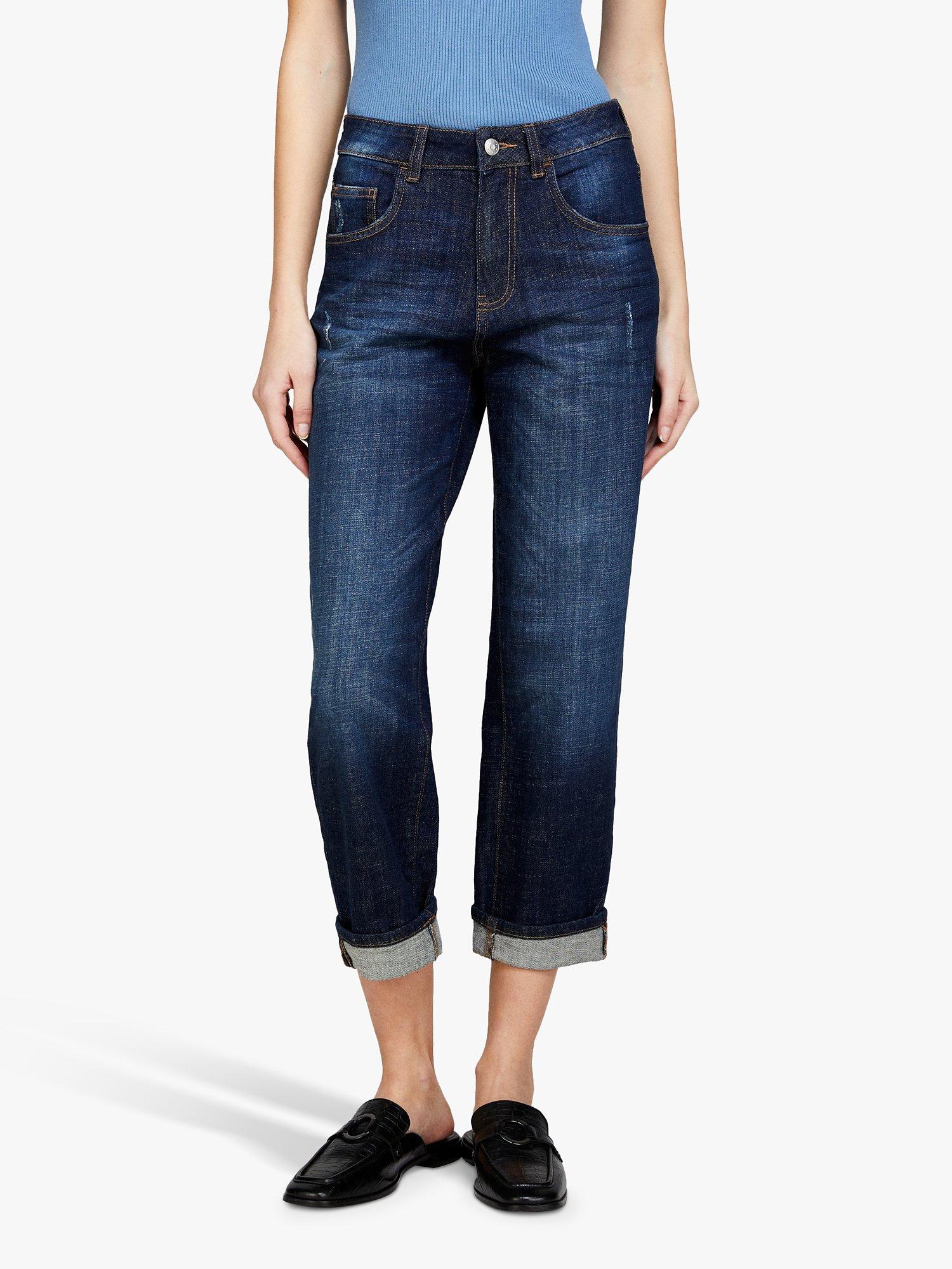 SISLEY Manhattan Cropped Straight Leg Jeans, Dark Blue Denim, 26R