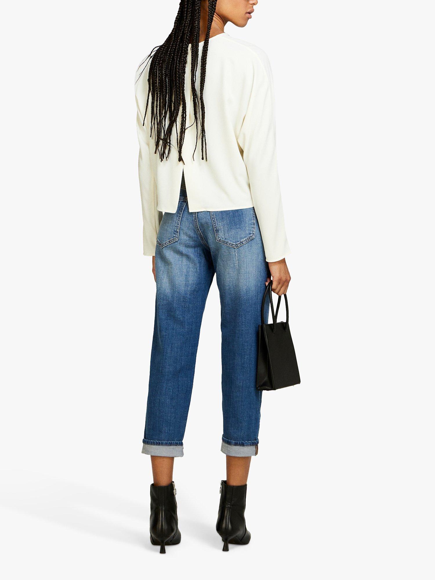 SISLEY Manhattan Cropped Straight Leg Jeans, Mid Blue Denim, 26R