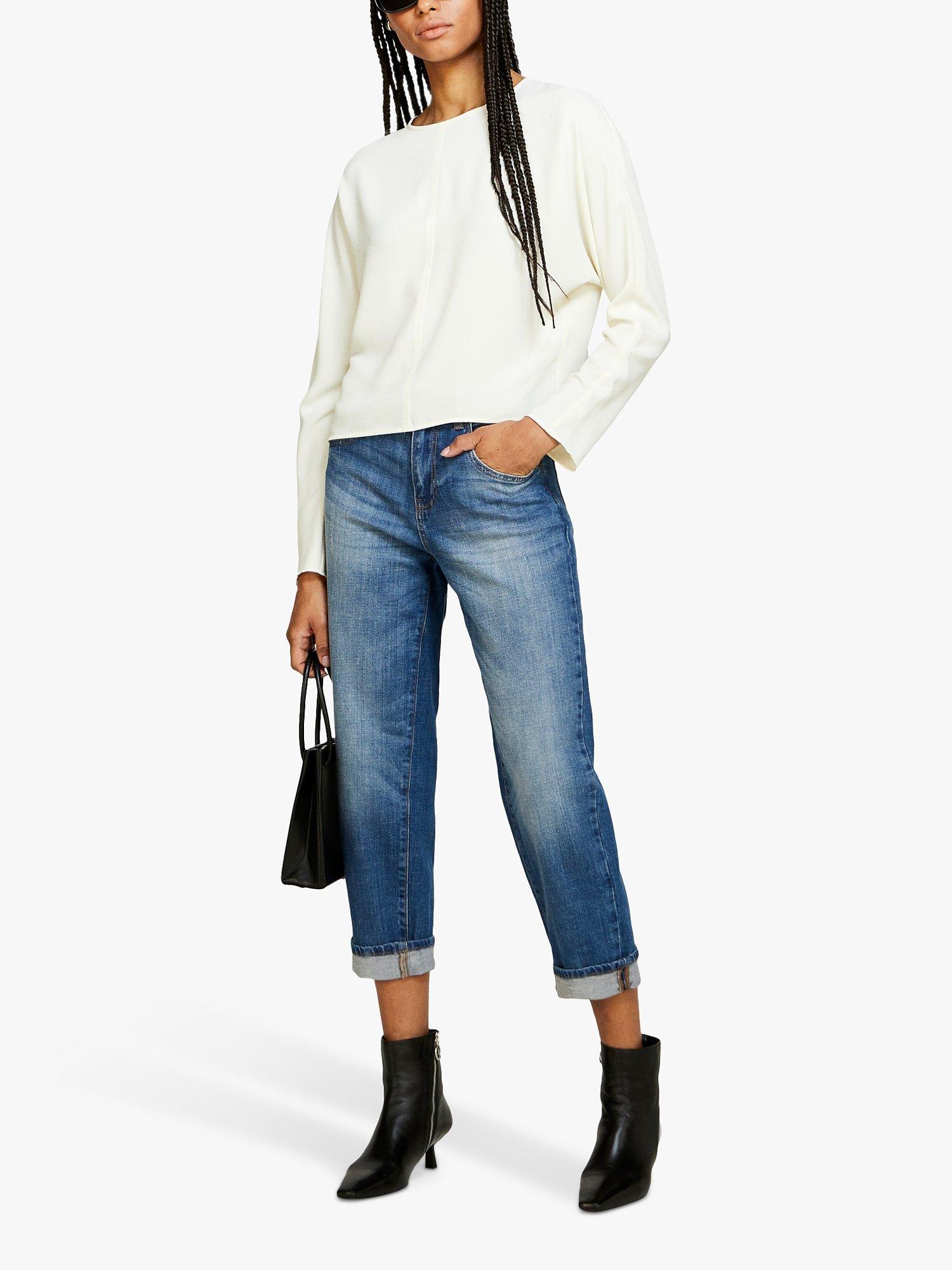 SISLEY Manhattan Cropped Straight Leg Jeans, Mid Blue Denim, 26R