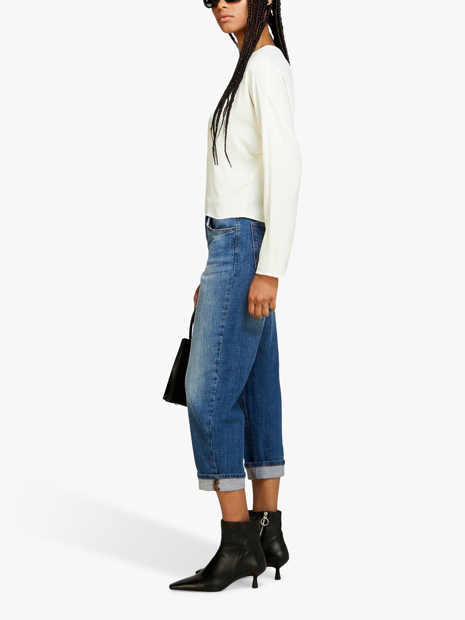 SISLEY Manhattan Cropped Straight Leg Jeans, Mid Blue Denim, 26R