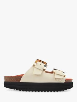 V.GAN Vegan Plum Tortoiseshell Double Strap Footbed Sandals, Crème