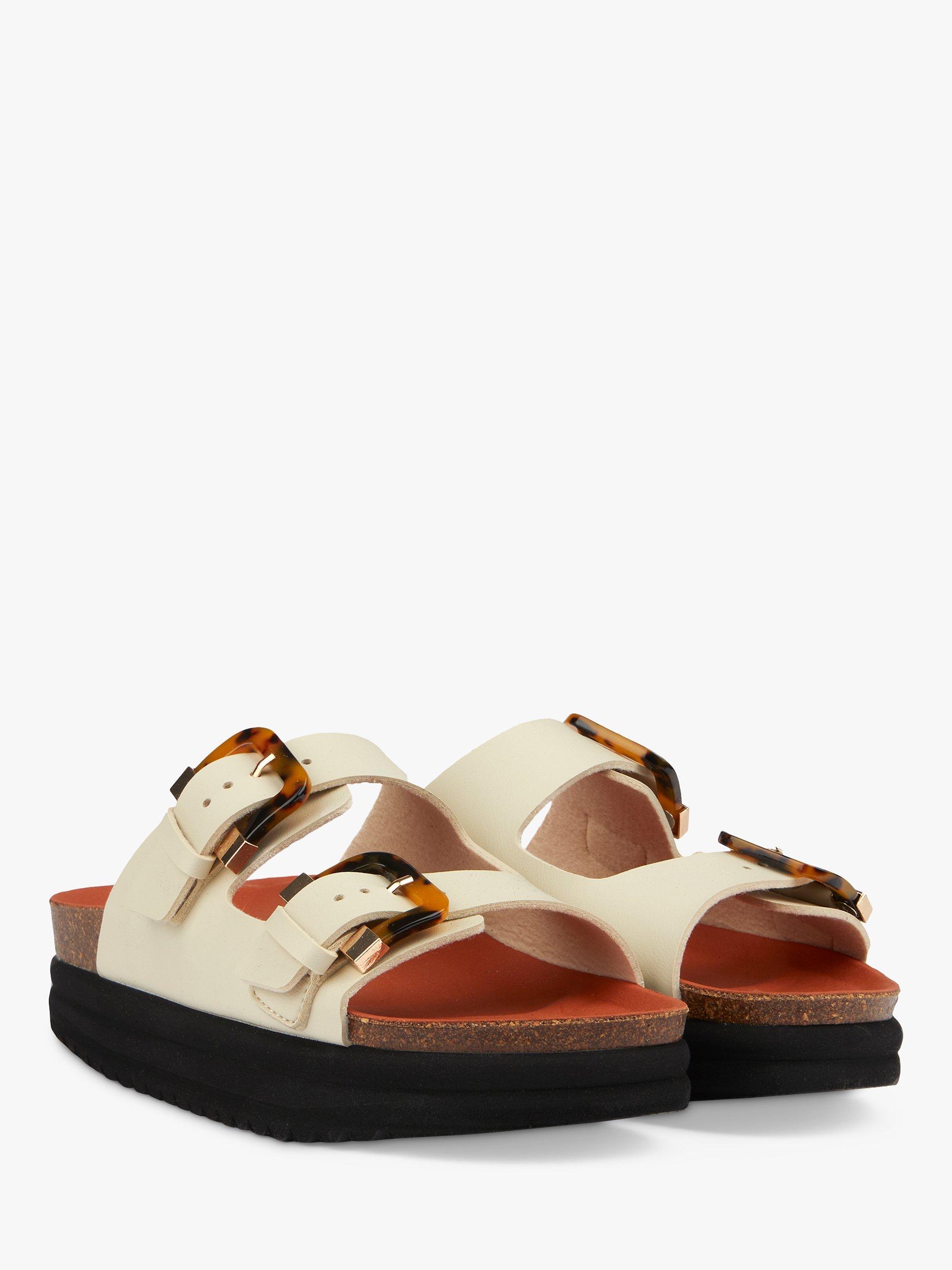Product image 2 of 3, which shows V.GAN Vegan Plum Tortoiseshell Double Strap Footbed Sandals, Crème, 3