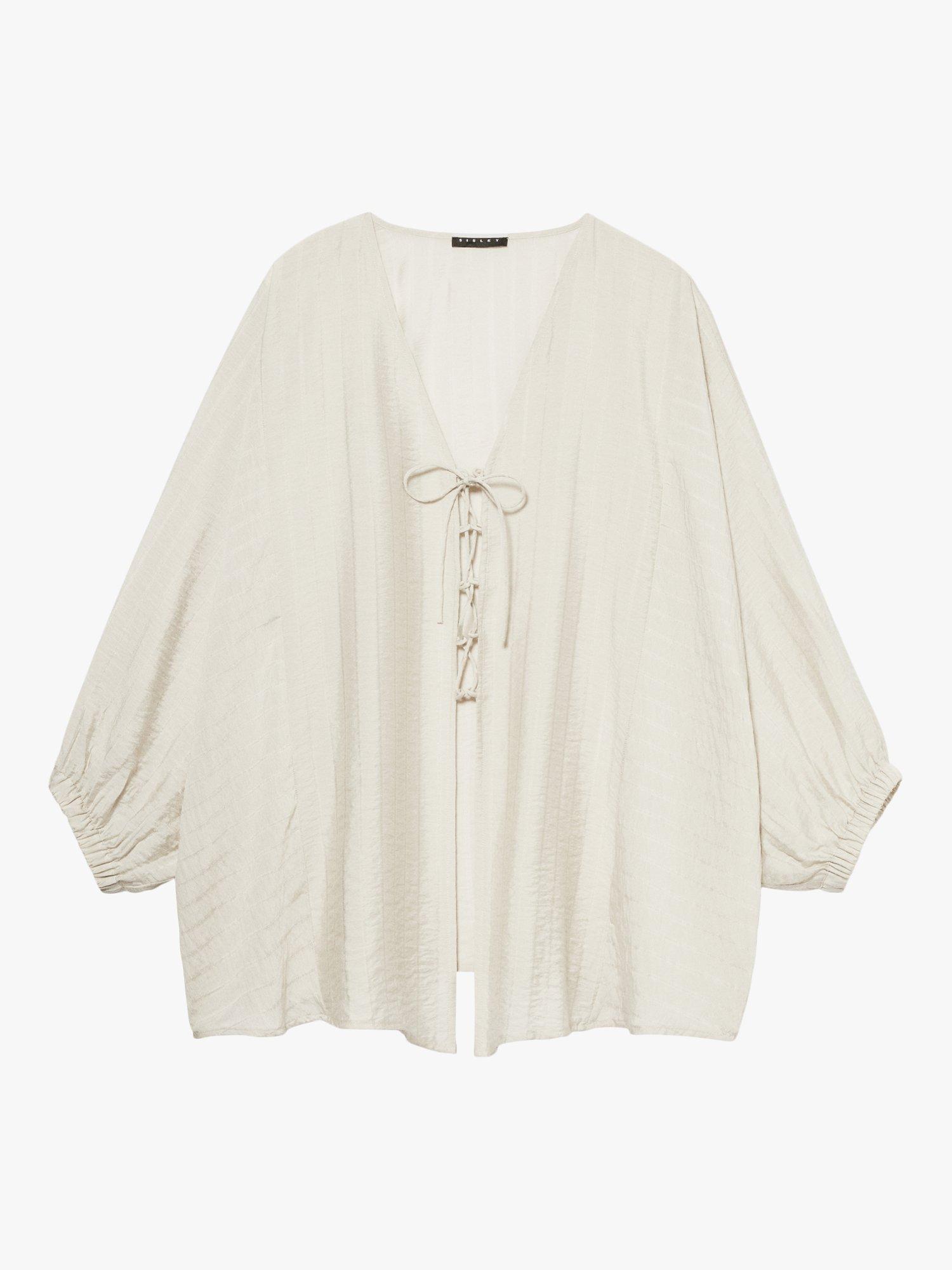 SISLEY Tie Front Kaftan Blouse, Beige, XS