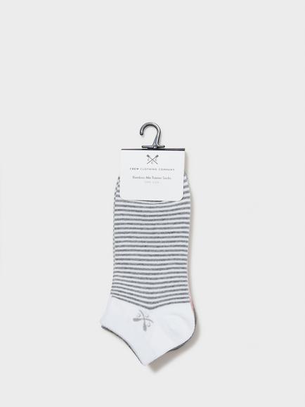 Crew Clothing Striped Bamboo Trainer Socks, Pack of 3, Oatmeal/Pink/Grey - view 2, Oatmeal/Pink/Grey