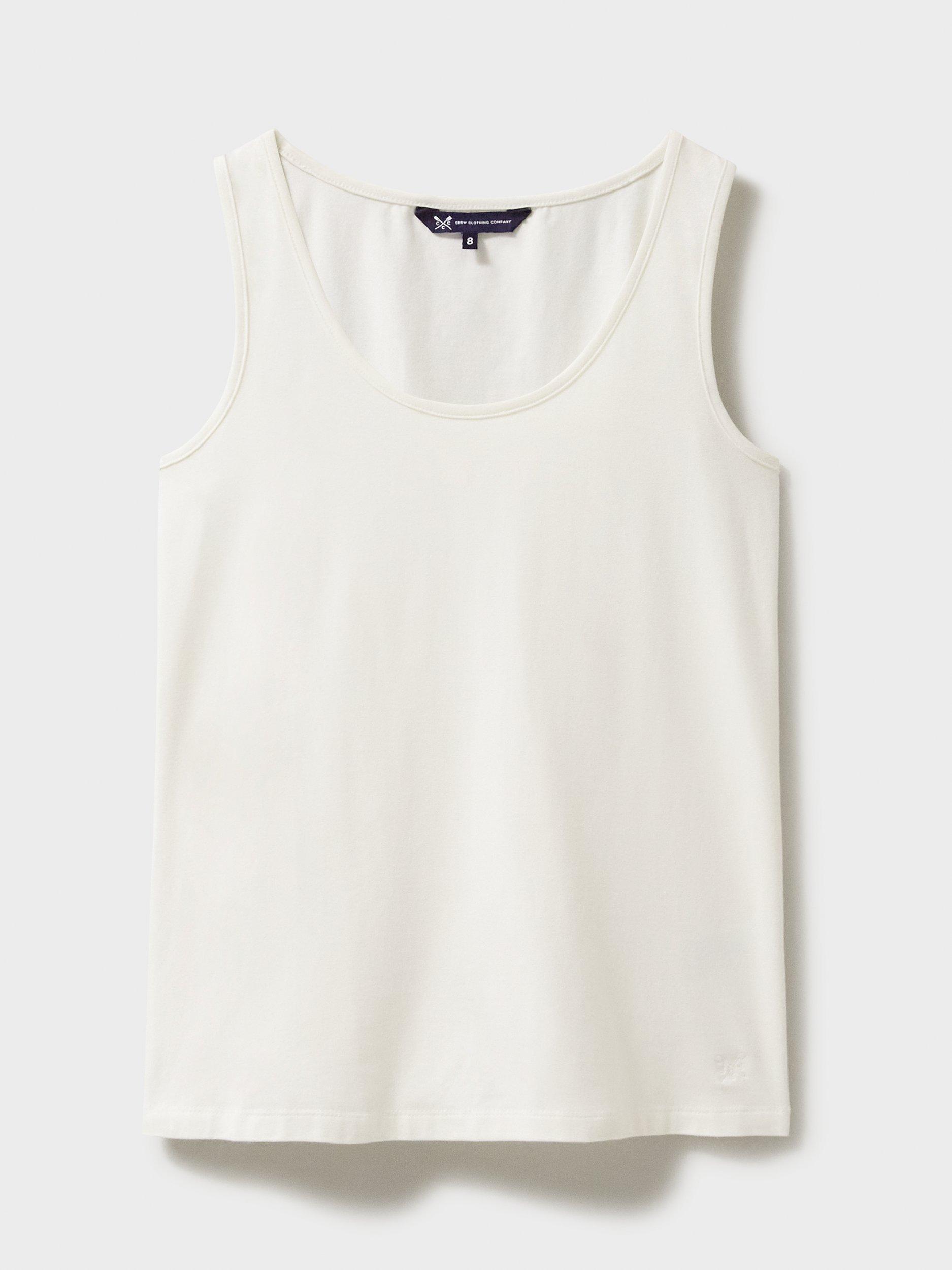 Product image 5 of 5, which shows Crew Clothing Classic Round Neck Vest Top, White, 8