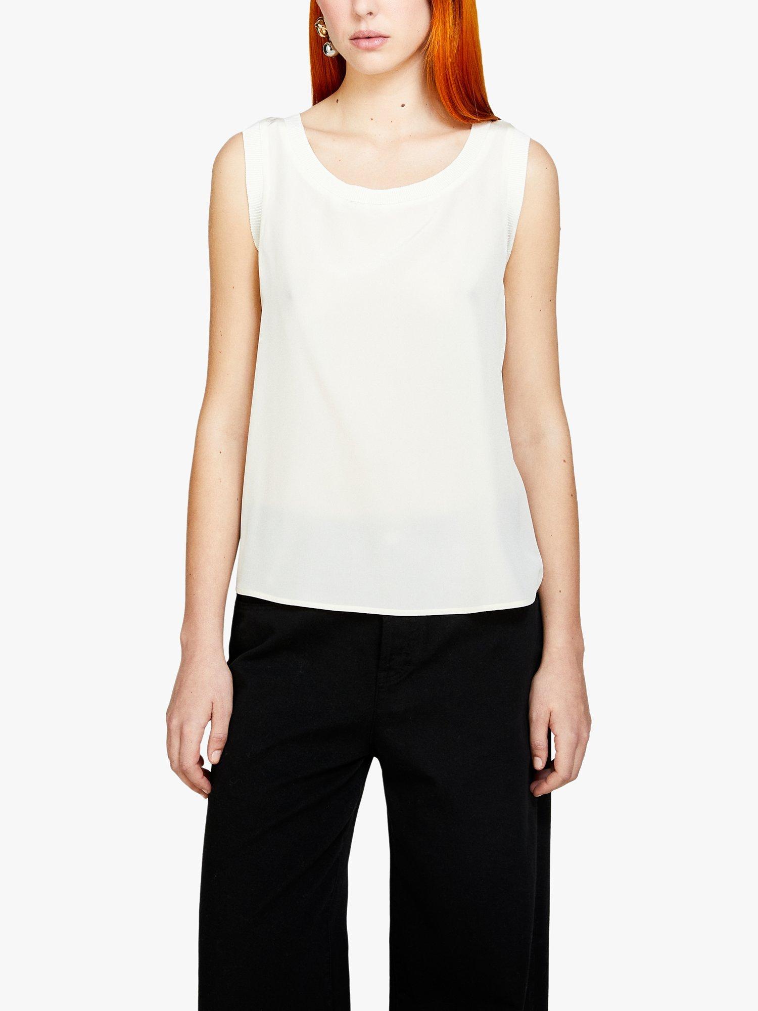 SISLEY Sleeveless Silk Top, Cream