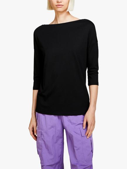 SISLEY Boat Neck T-Shirt, Black