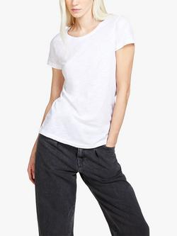 SISLEY Crew Neck Short Sleeve Slub T-Shirt, White
