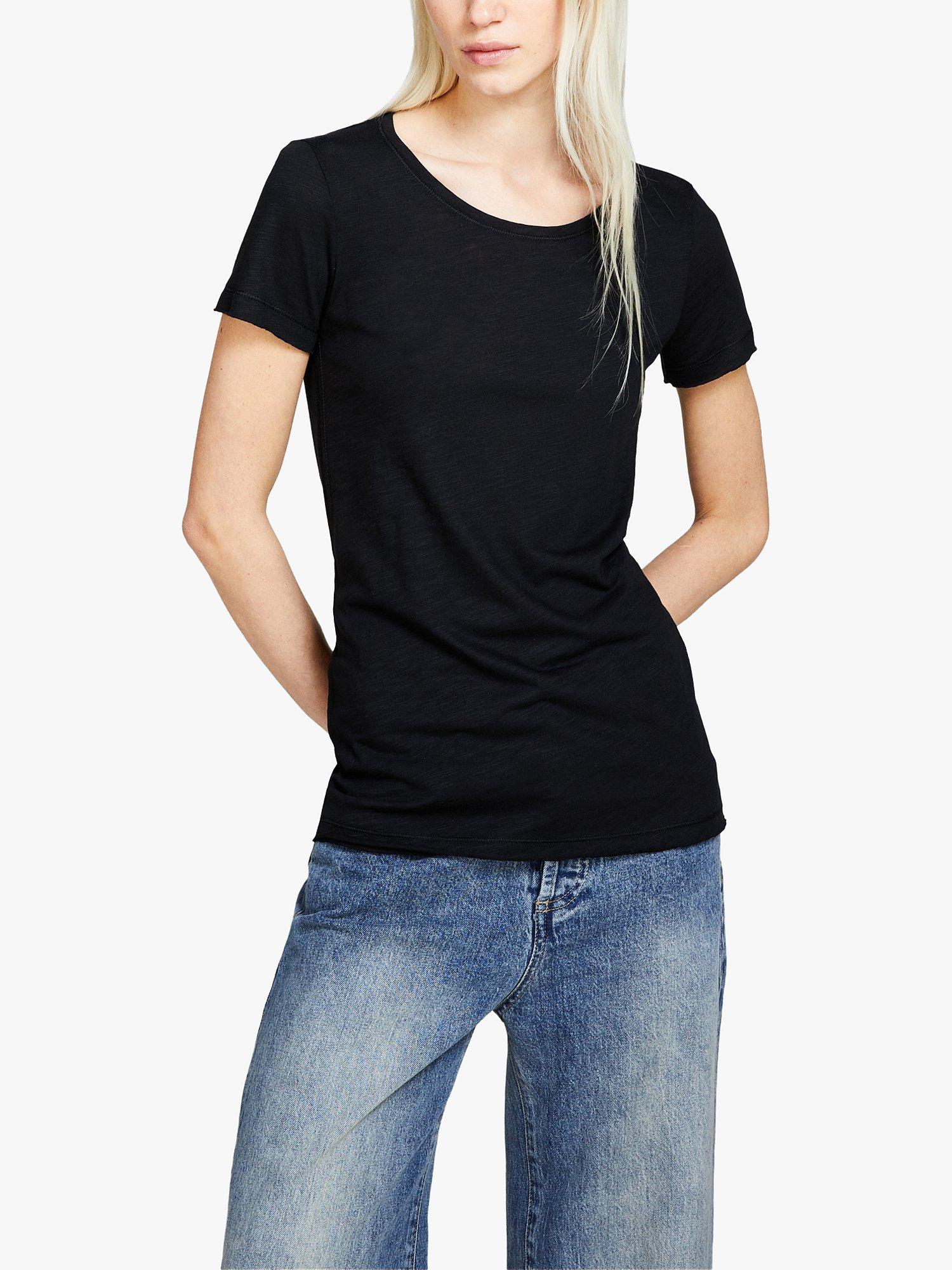 Product image 1 of 4, which shows SISLEY Crew Neck Short Sleeve Slub T-Shirt, Black, XS