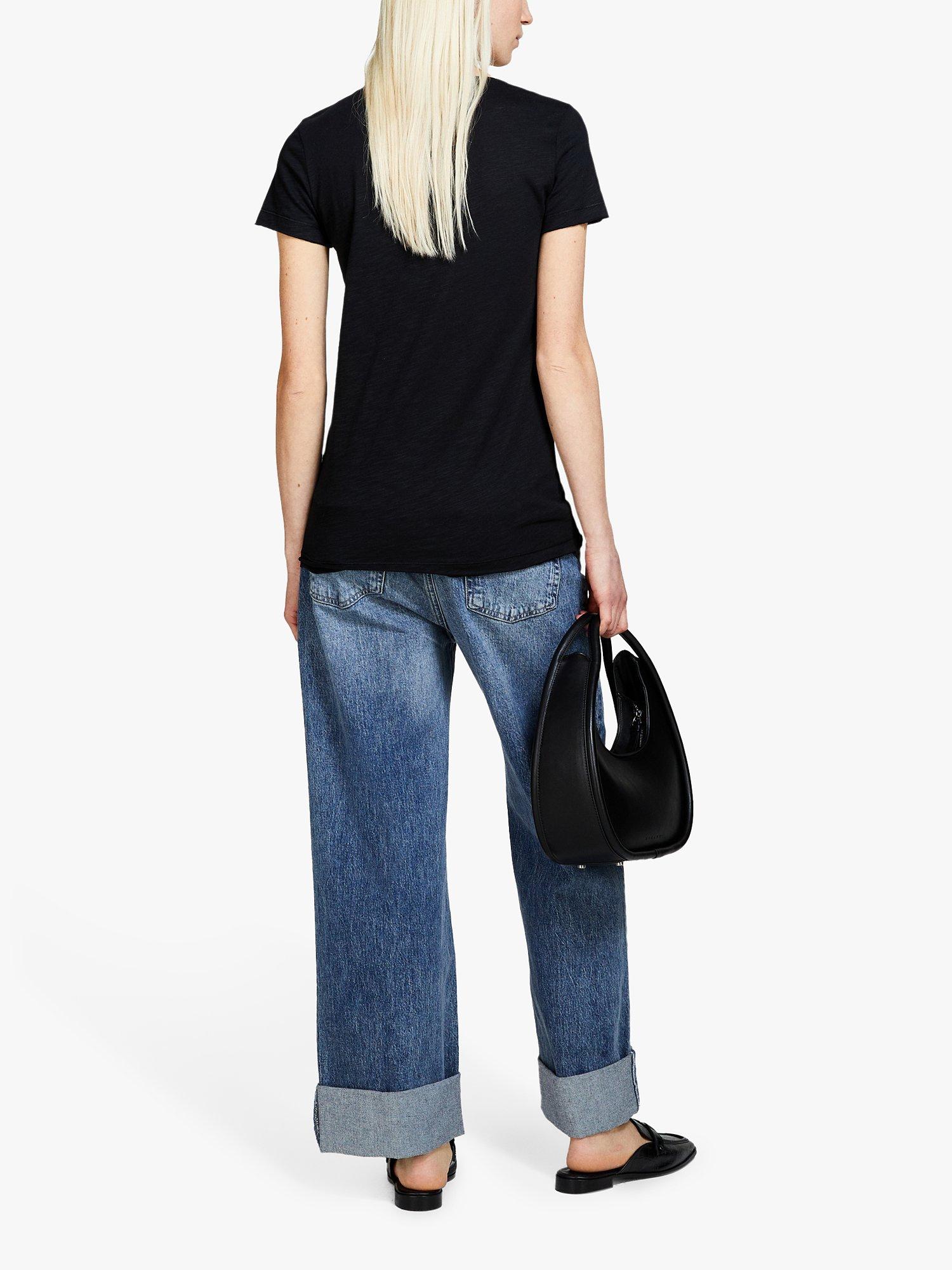Product image 2 of 4, which shows SISLEY Crew Neck Short Sleeve Slub T-Shirt, Black, XS