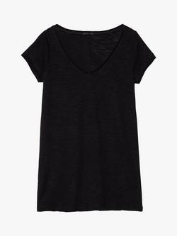 SISLEY V-Neck T-Shirt, Black, Black