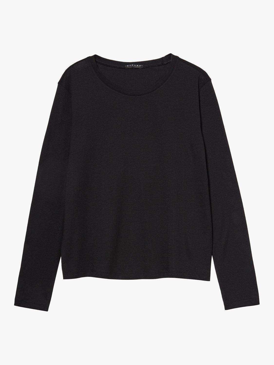 Product image 1 of 1, which shows SISLEY Long Sleeve Crew Neck T-Shirt, Black, L