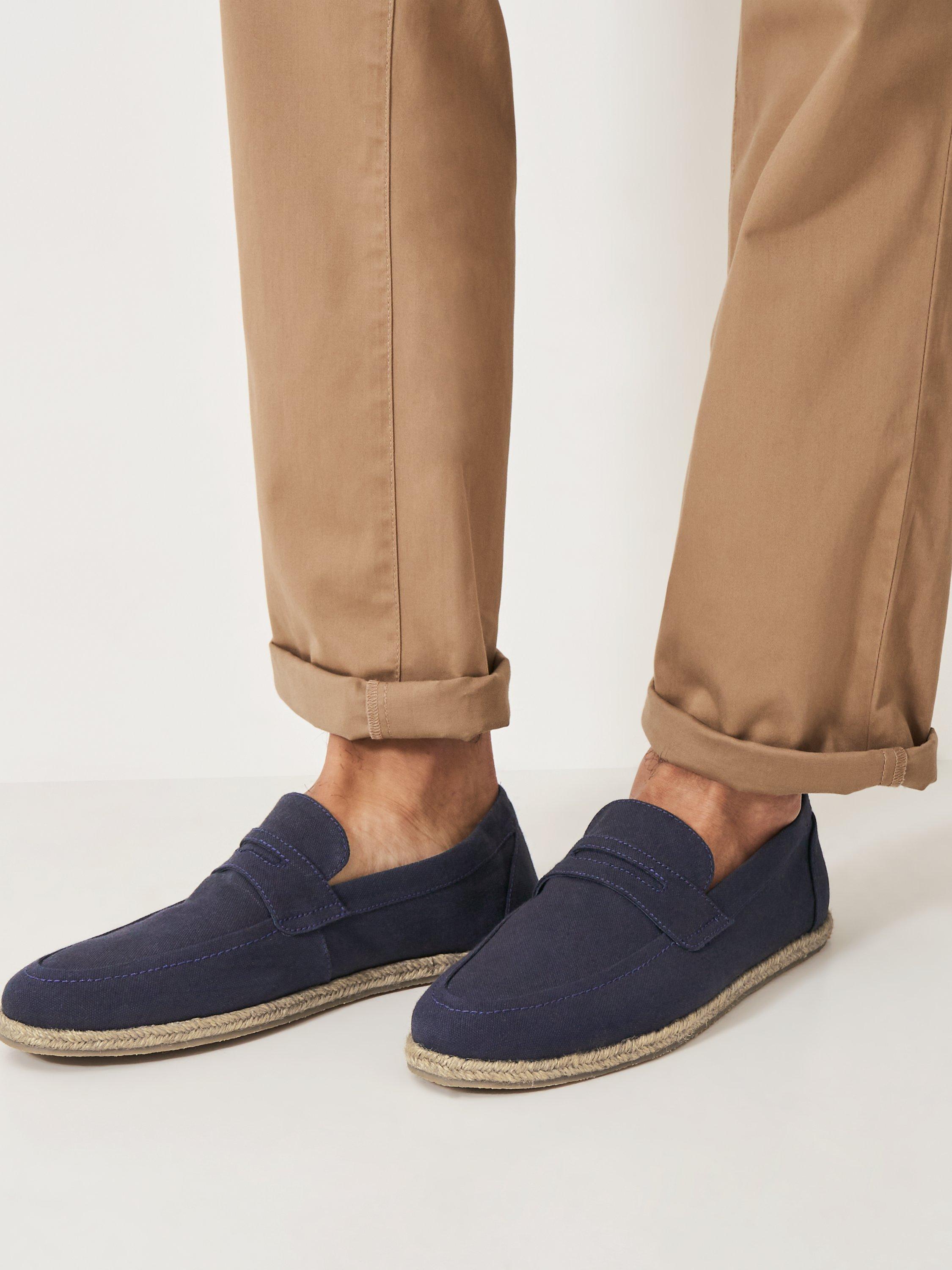 Product image 2 of 5, which shows Crew Clothing Canvas Espadrille Loafers, Navy, 7