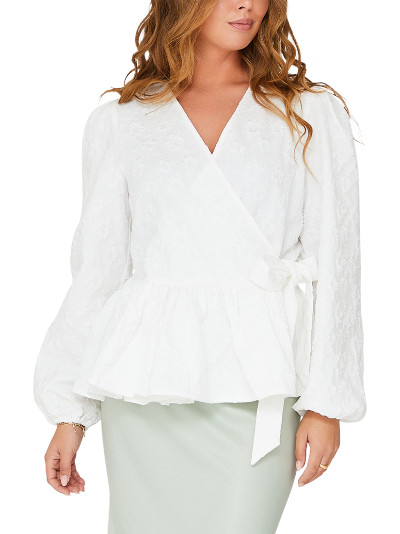 A-VIEW Susanna Wrap Jacquard Blouse, White