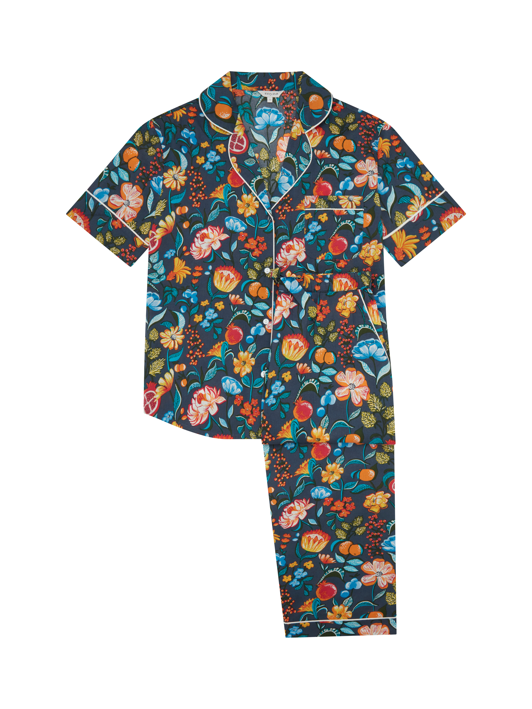 Product image 1 of 1, which shows myza Organic Cotton Short Sleeve Pyjama Set, Multi, S