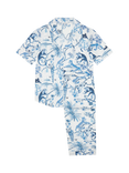 myza Organic Cotton Chinoiserie Whimsy Print Short Sleeve Shirt Long Pyjamas
