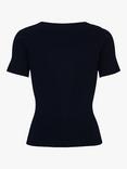 A-VIEW Rib Knit Short Sleeve Top, 999 Black