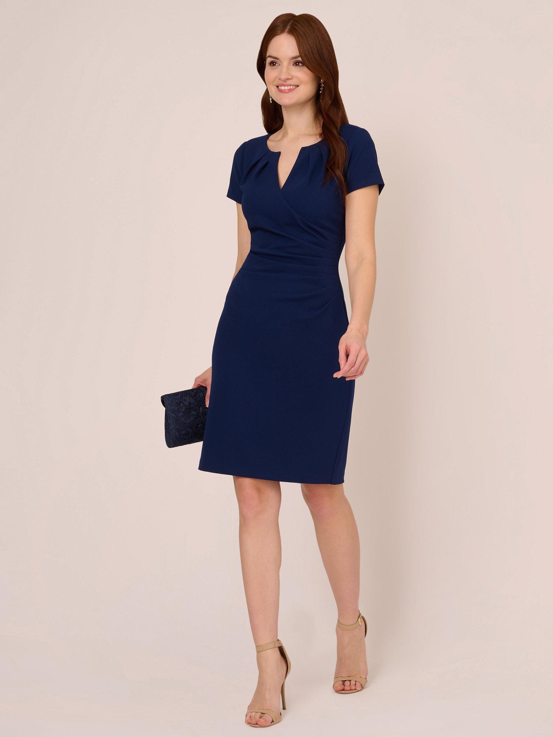 Product image 2 of 8, which shows Adrianna Papell Knit Crepe Pencil Dress, Navy Sateen, 10
