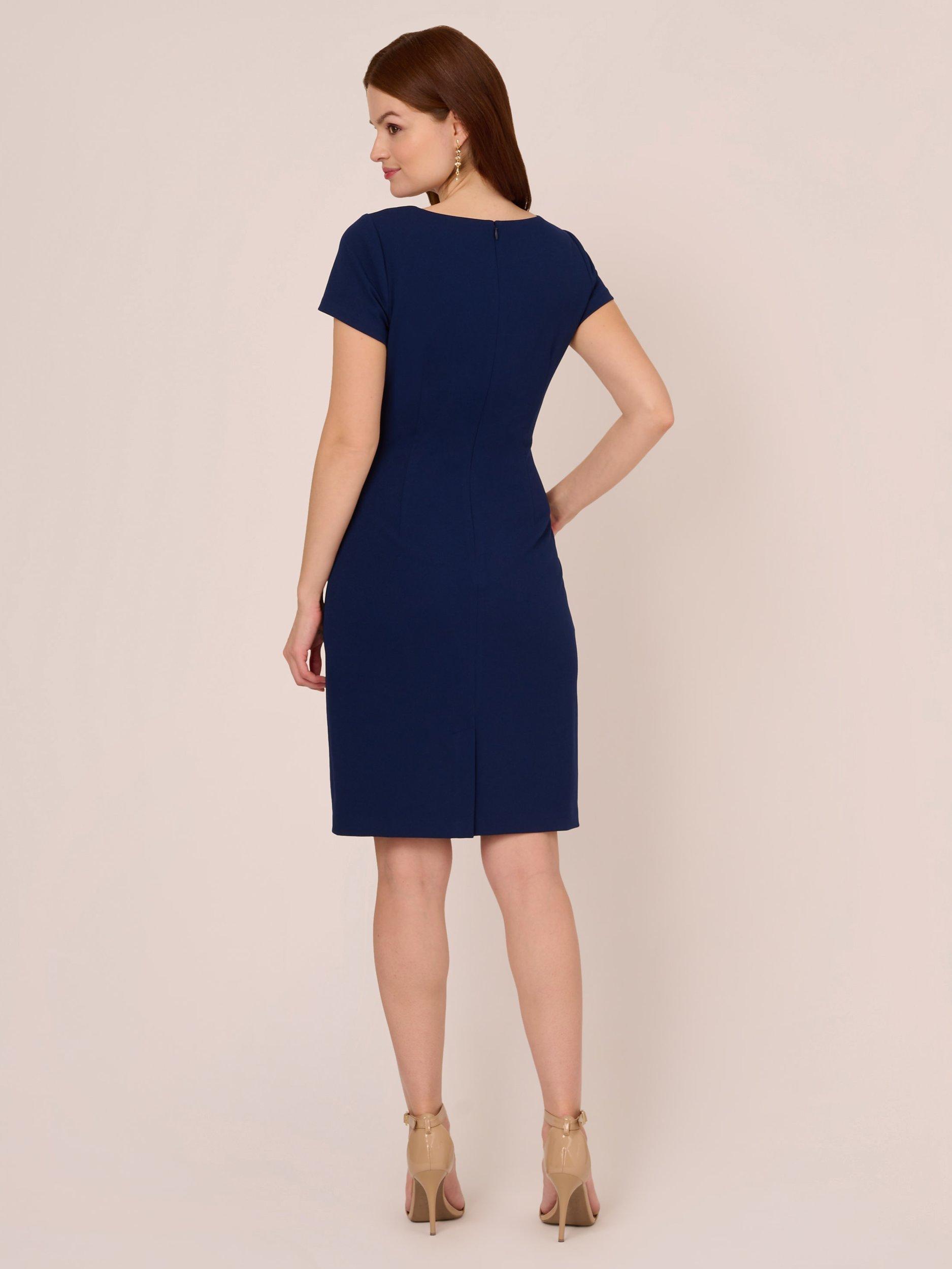 Product image 3 of 8, which shows Adrianna Papell Knit Crepe Pencil Dress, Navy Sateen, 10