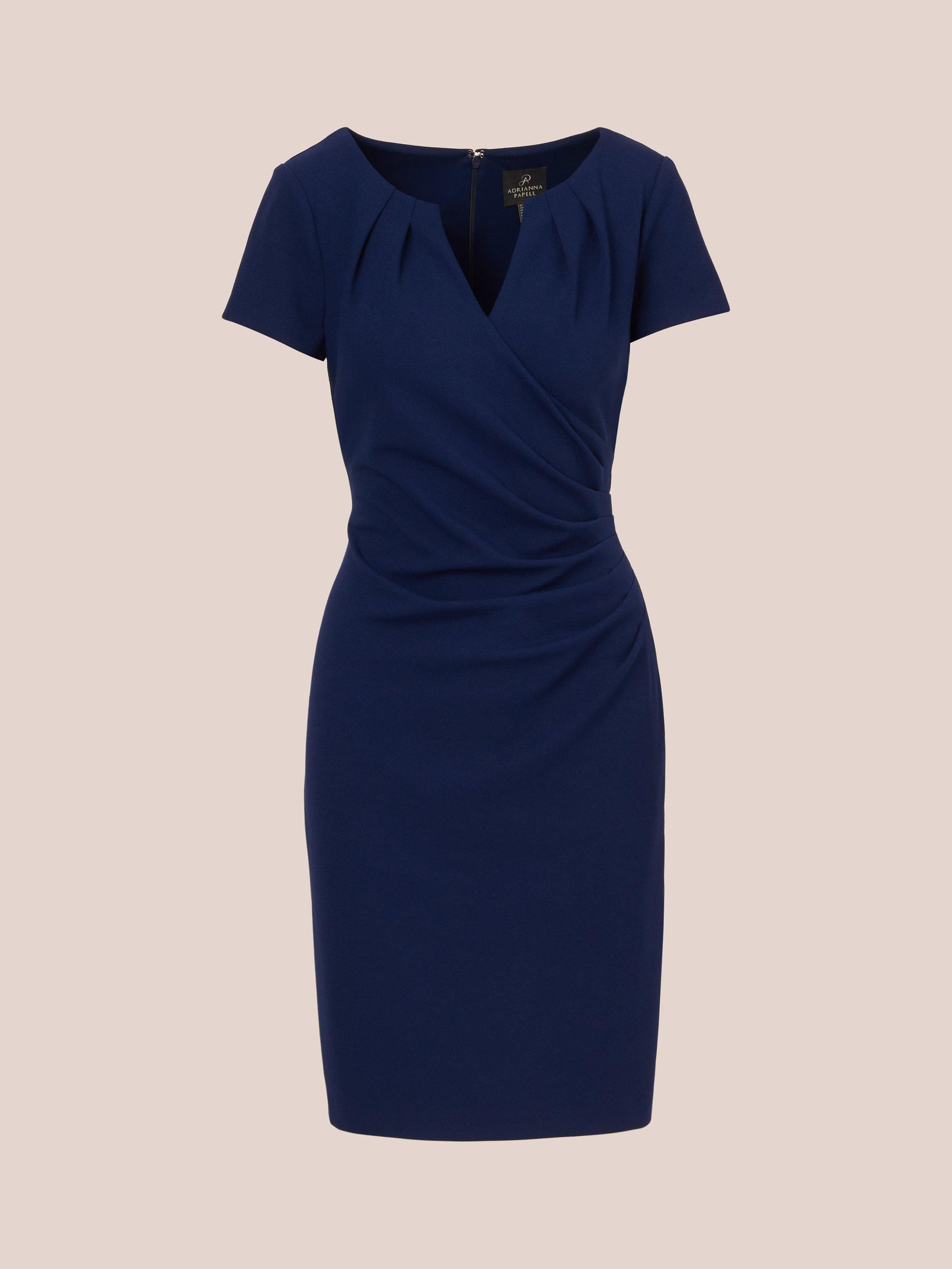 Product image 7 of 8, which shows Adrianna Papell Knit Crepe Pencil Dress, Navy Sateen, 10