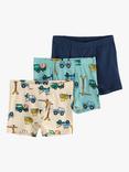 Lindex Kids' Vehicle Print  Hidden Elastic Boxers, Pack of 3, Dusty Aqua/Multi