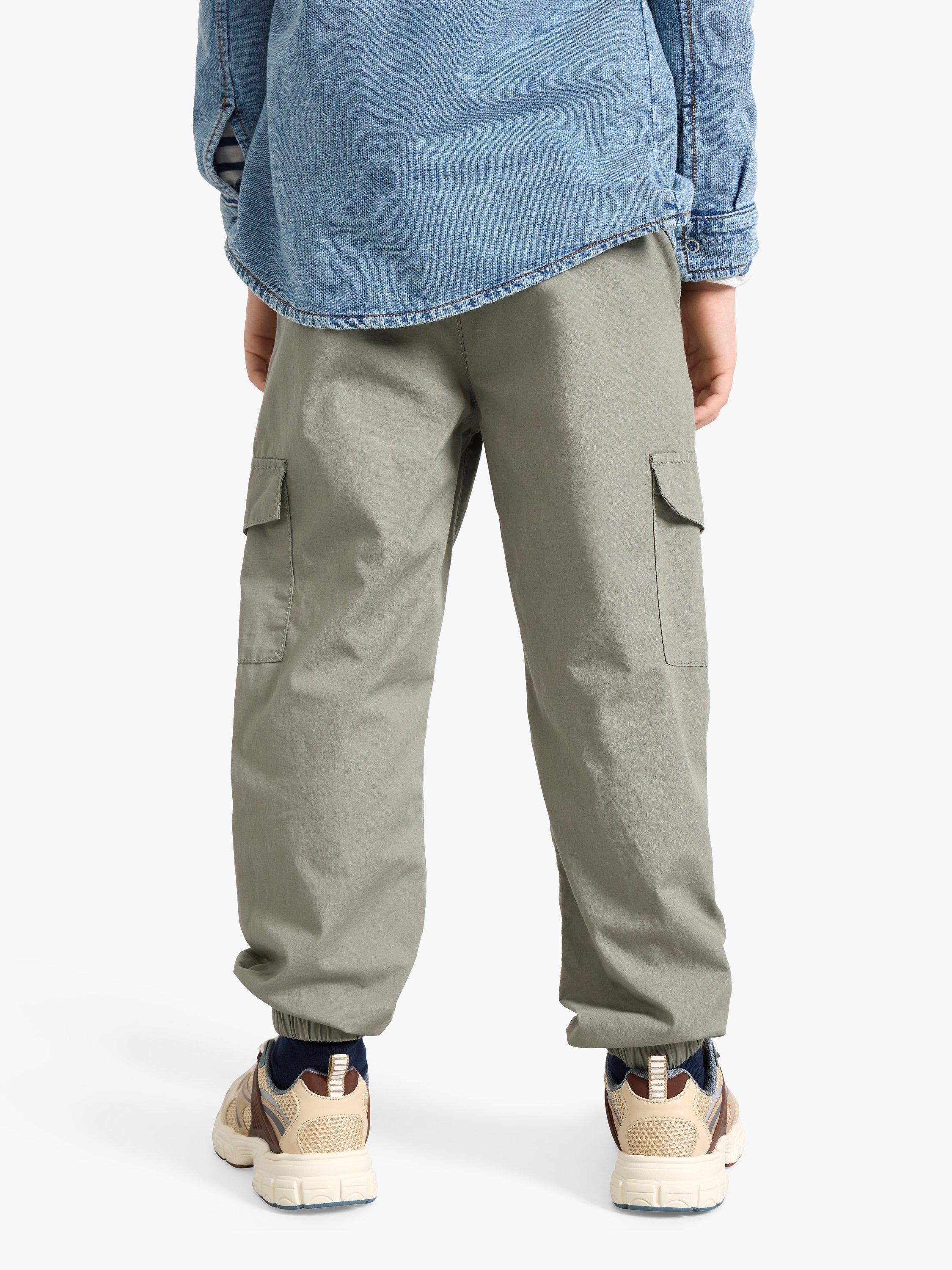 Product image 2 of 7, which shows Lindex Kids' Balloon Leg Cargo Trousers, Dusty Green, 3-4 years